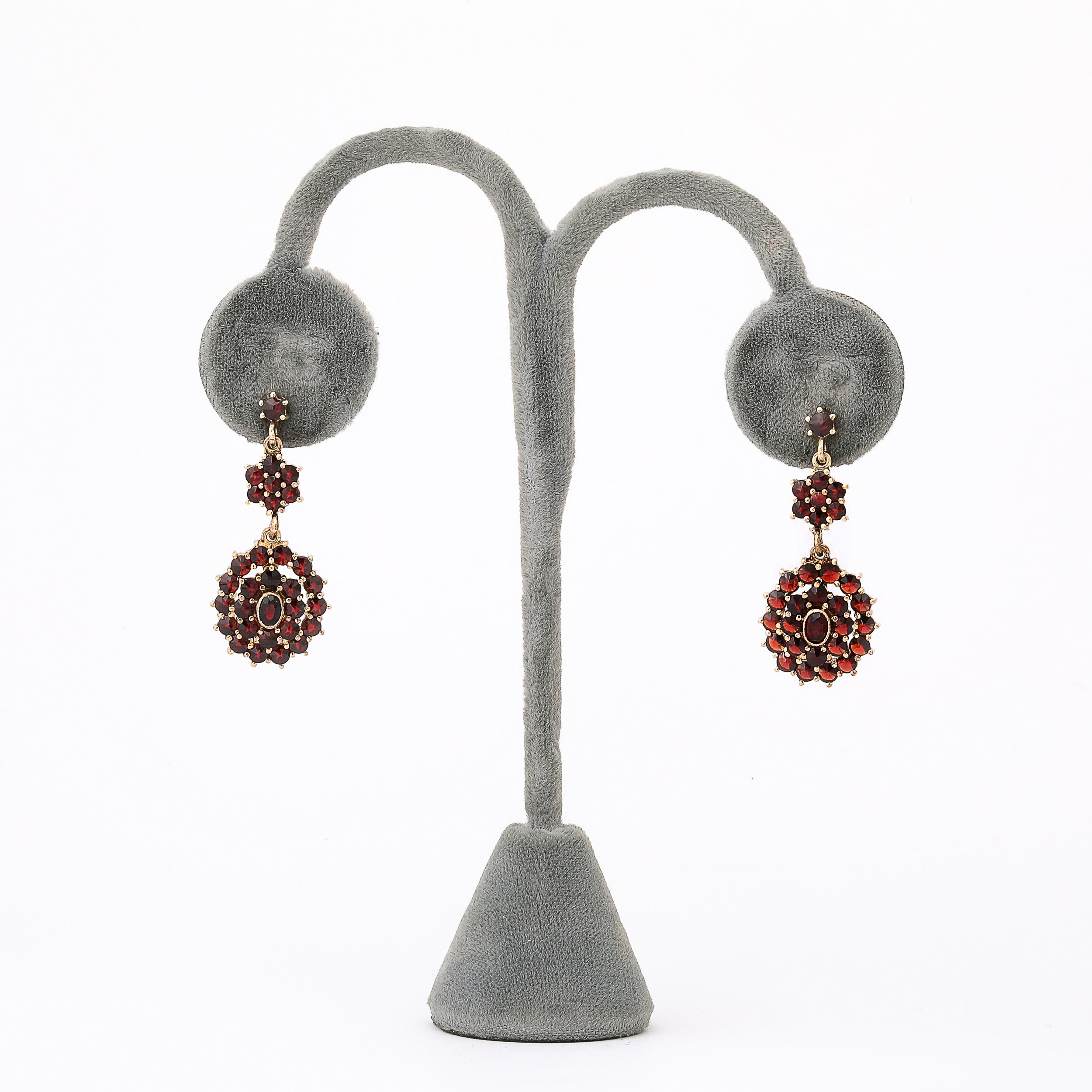 Pair of Antique Bohemian Garnet Earrings in Silvered Gilt Settings - High Style Deco 1.jpg