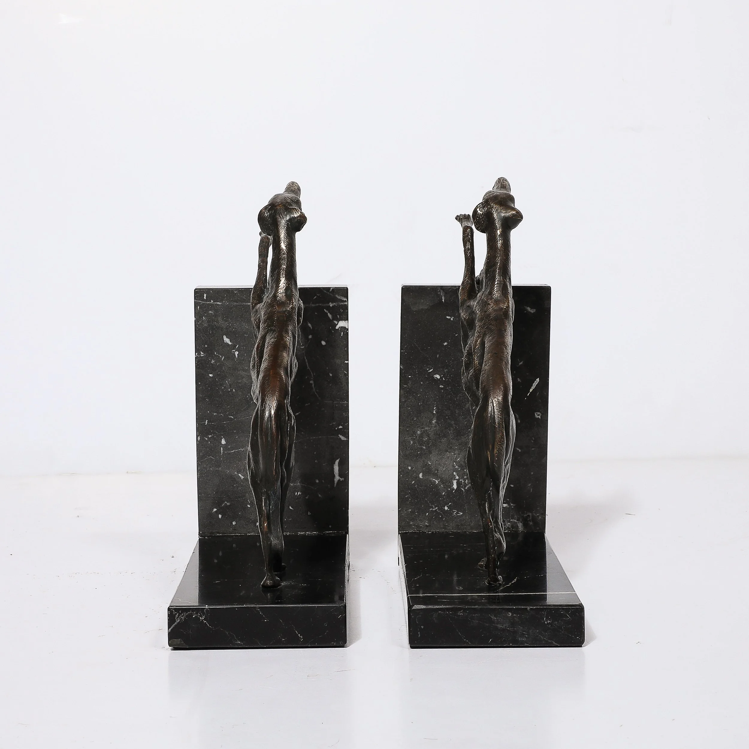 Art Deco Sculptural Bronze Greyhound Bookends on Nero Marquina Marble Bases - High Style Deco 10.jpg