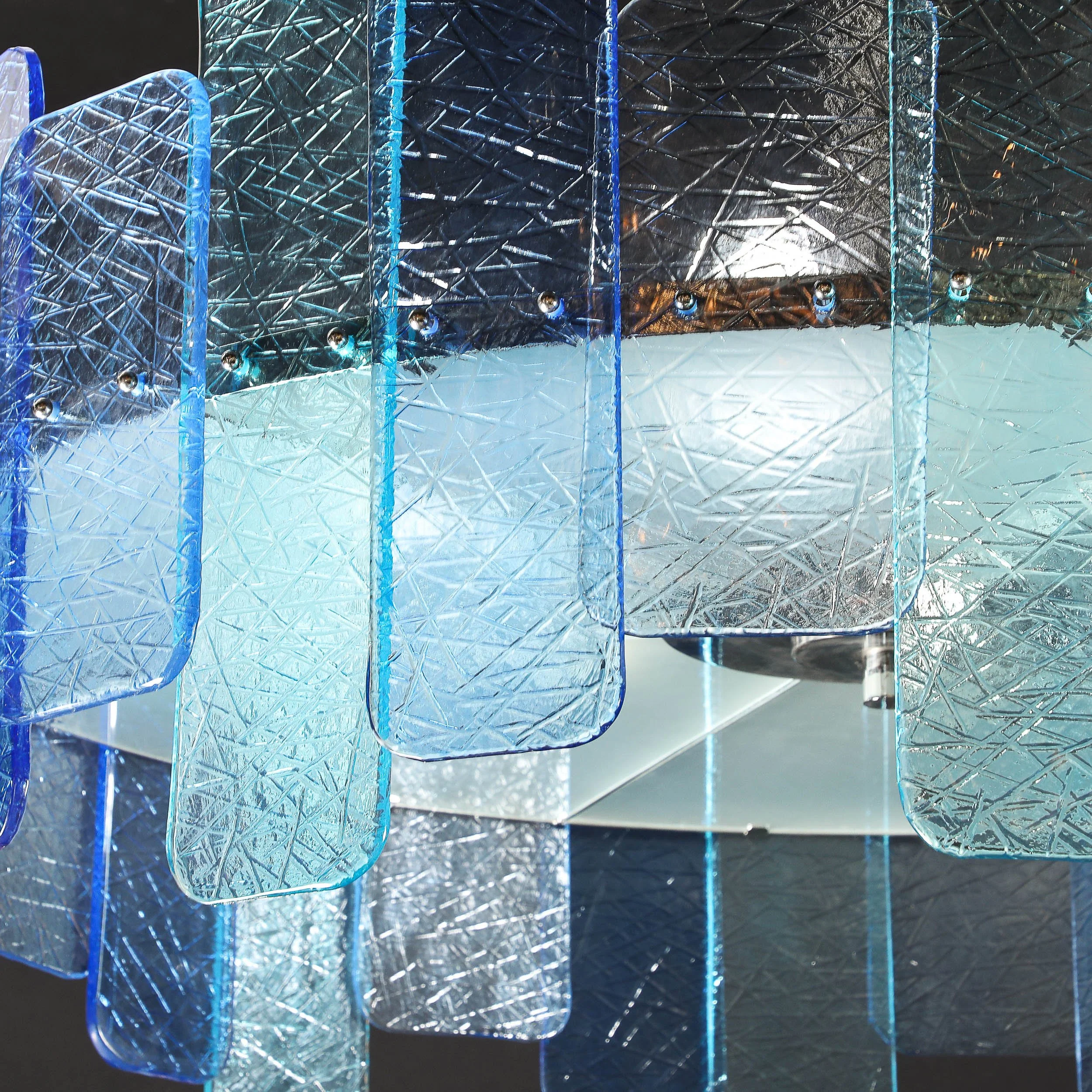 Modernist Hand-Blown Mixed Blue Murano Glass Paneled Chandelier with Diffuser - High Style Deco 18.jpg