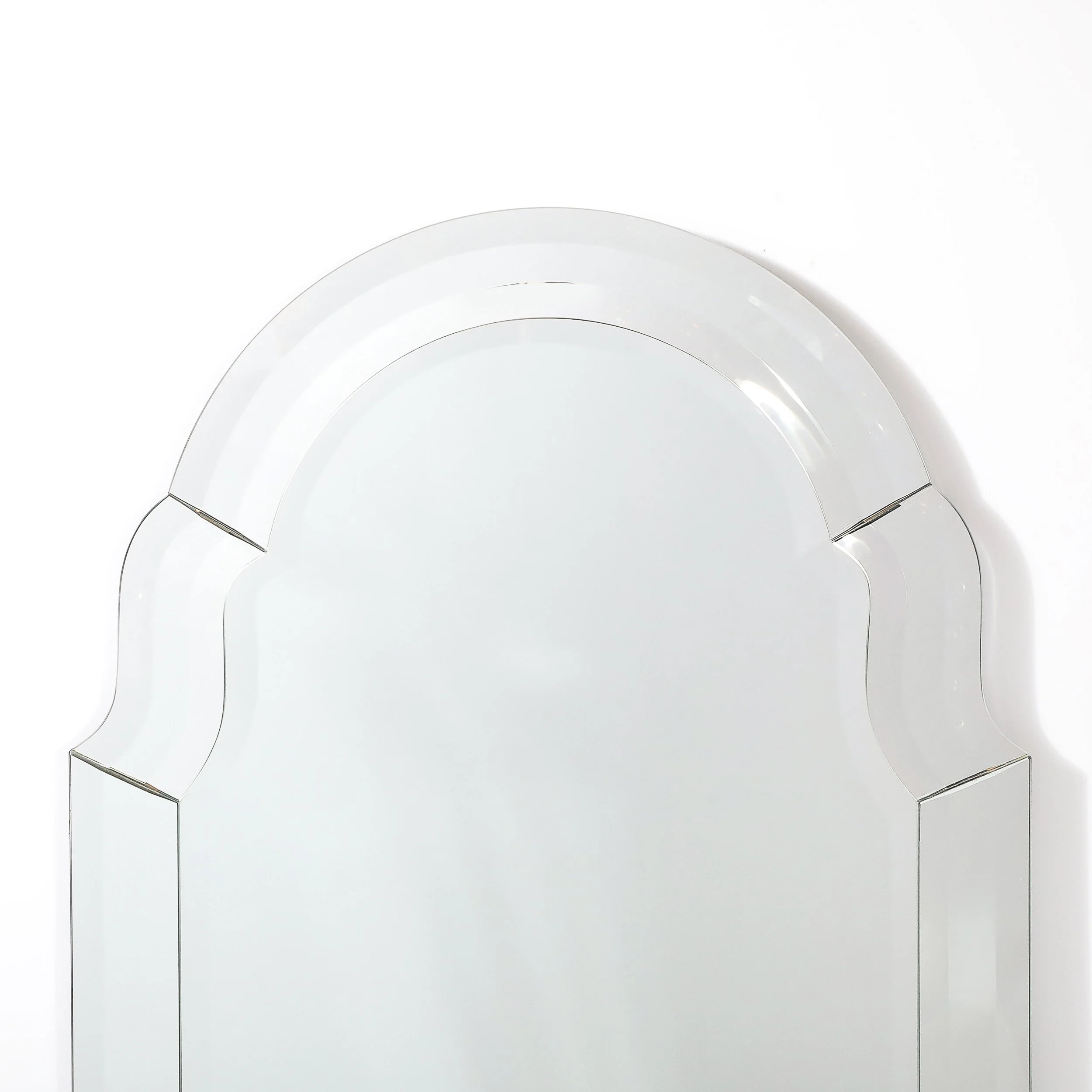 Pair of Mid-Century Modernist Serifed Arch Form Mirrors with Beveled Detailing - High Style Deco 10.jpg