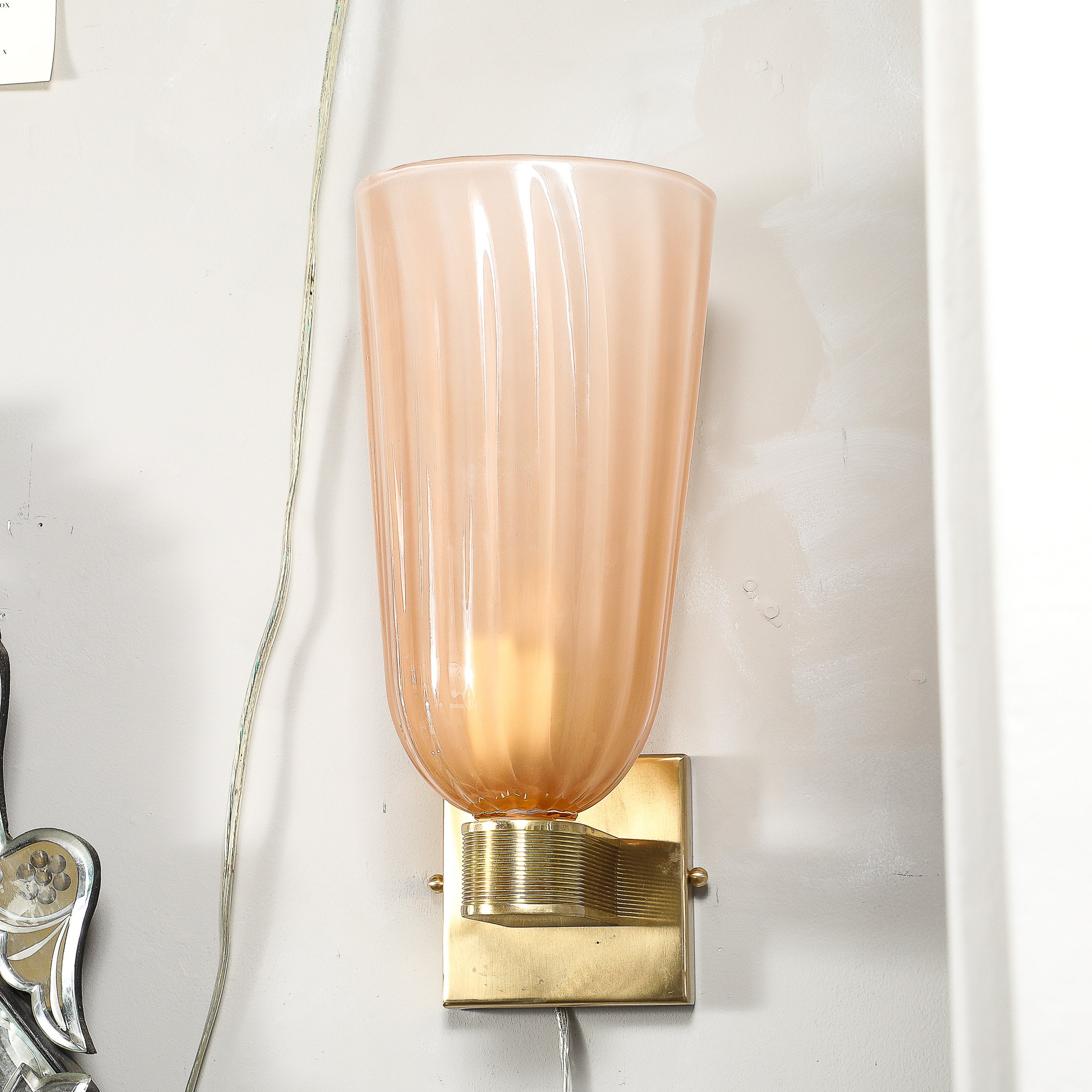Modernist Hand-Blown Smoked Rose Murano Fluted Glass Sconces with Brass Fittings - High Style Deco 13.jpg