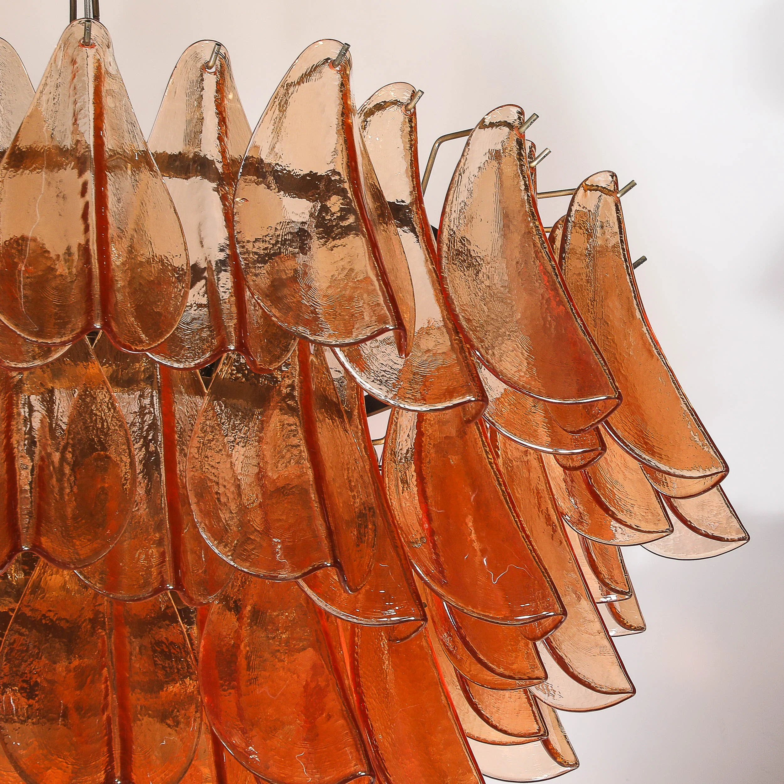 Modernist Smoked Apricot Murano Glass & Oil Rubbed Bronze Feather Chandelier - High Style Deco 7.jpg
