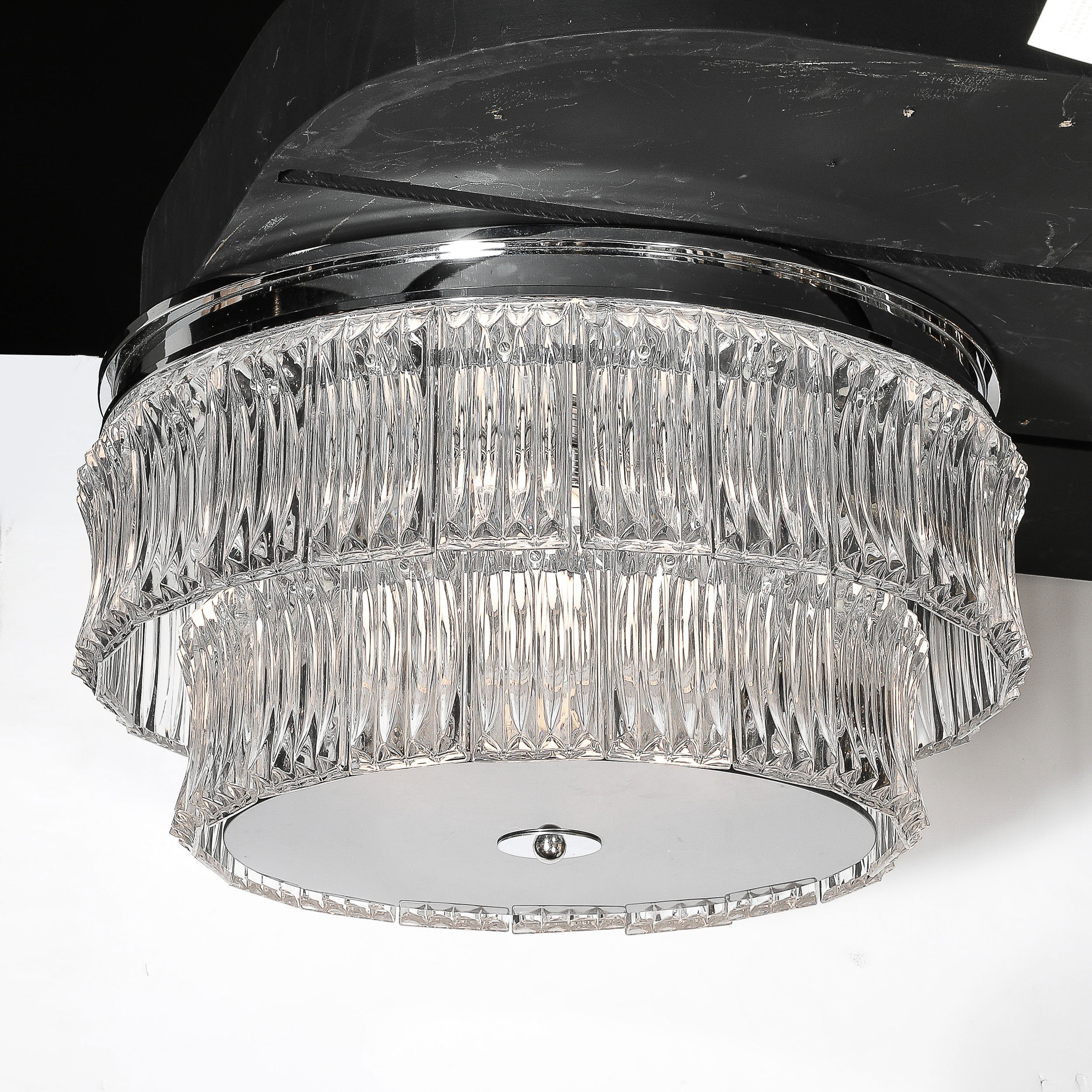 Mid-Century 2-Tier Transparent Murano Glass Flush-Mount w: Smoked Glass Diffuser - High Style Deco 7.jpg