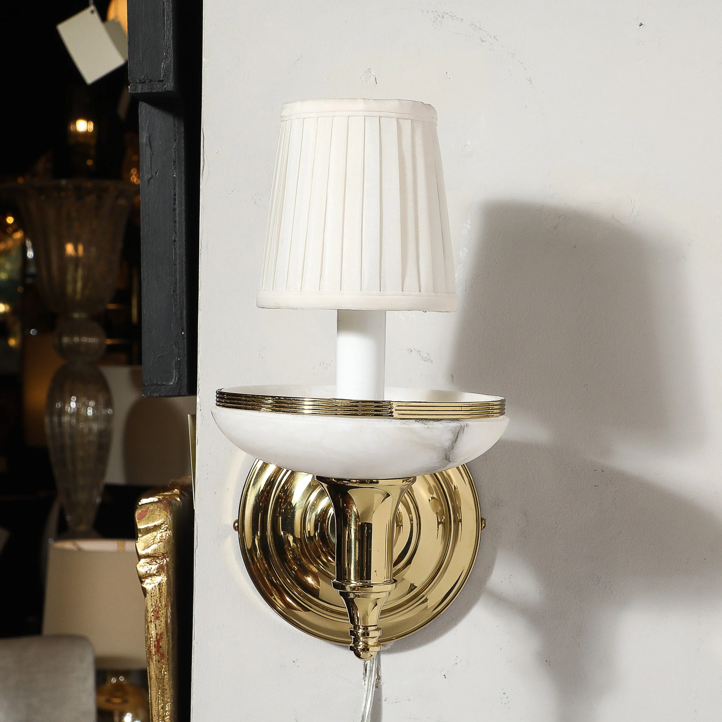 Pair of Art Deco Style Alabaster and Polished Brass Sconces - High Style Deco 11.jpg