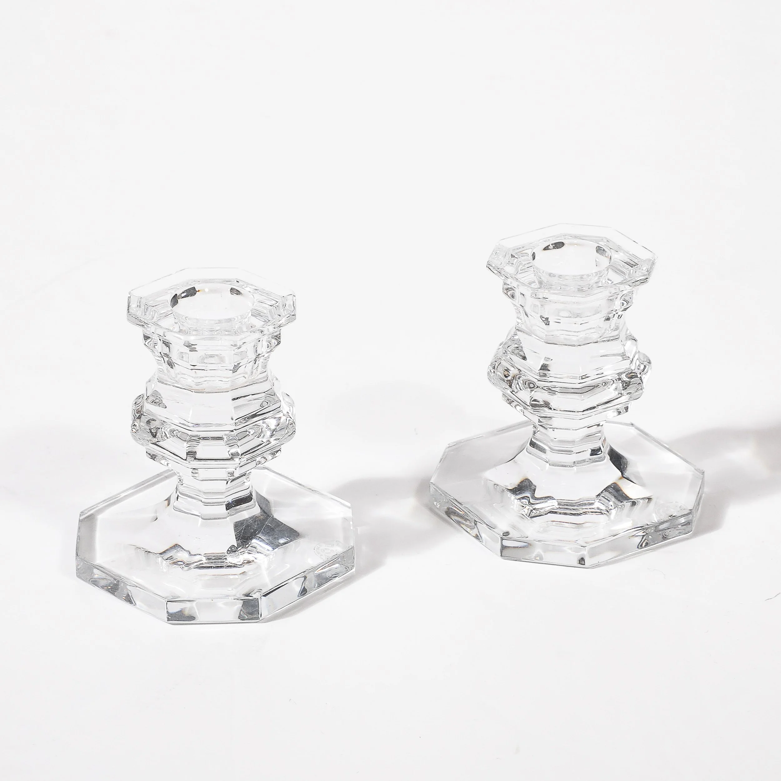 Pair of Classical Regency Giftware Crystal Candlestick Holders Signed Baccarat - High Style Deco 8.jpg