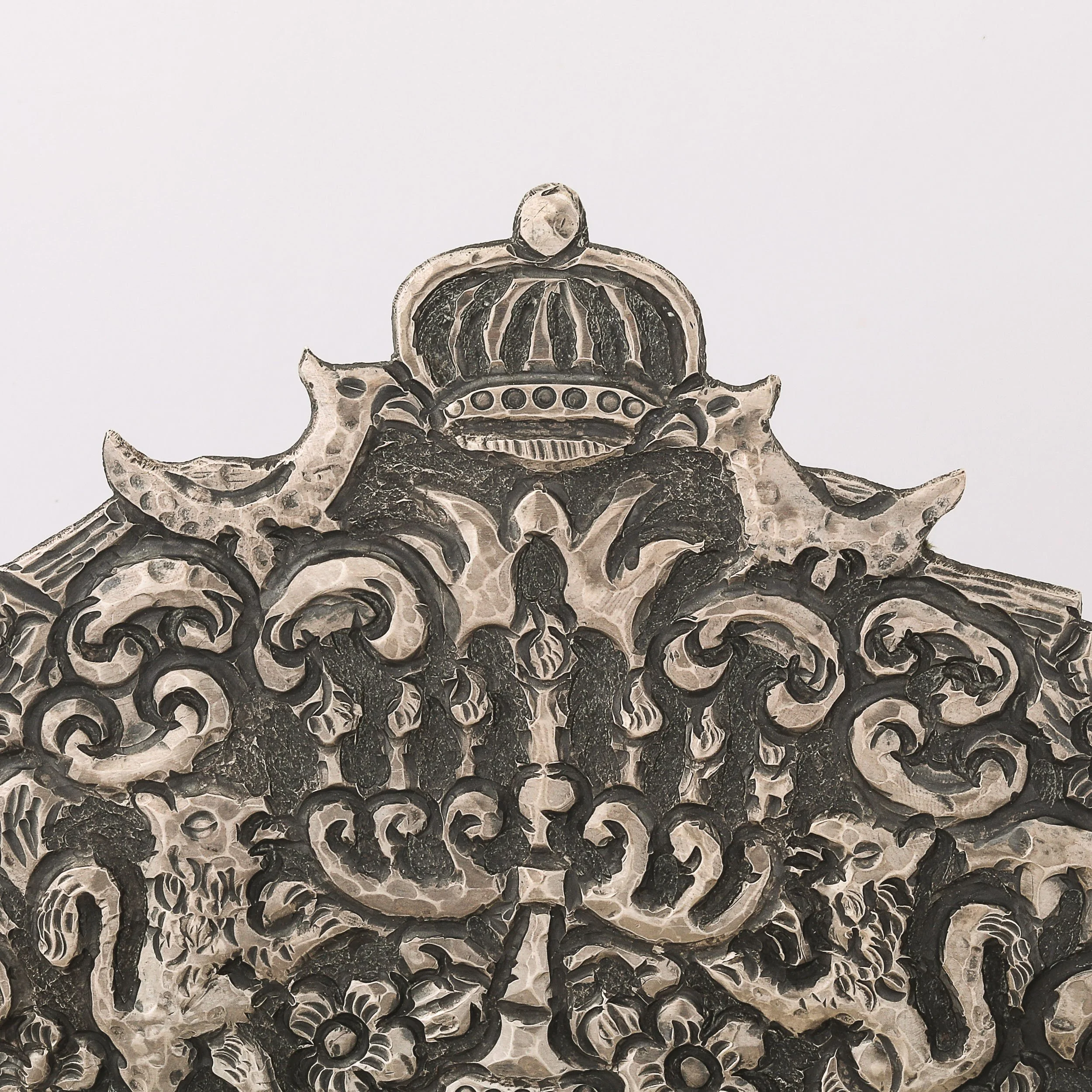 Baroque 19th Century Hand-Worked Sterling Oil Lamp Footed Menorah - High Style Deco 3.jpg