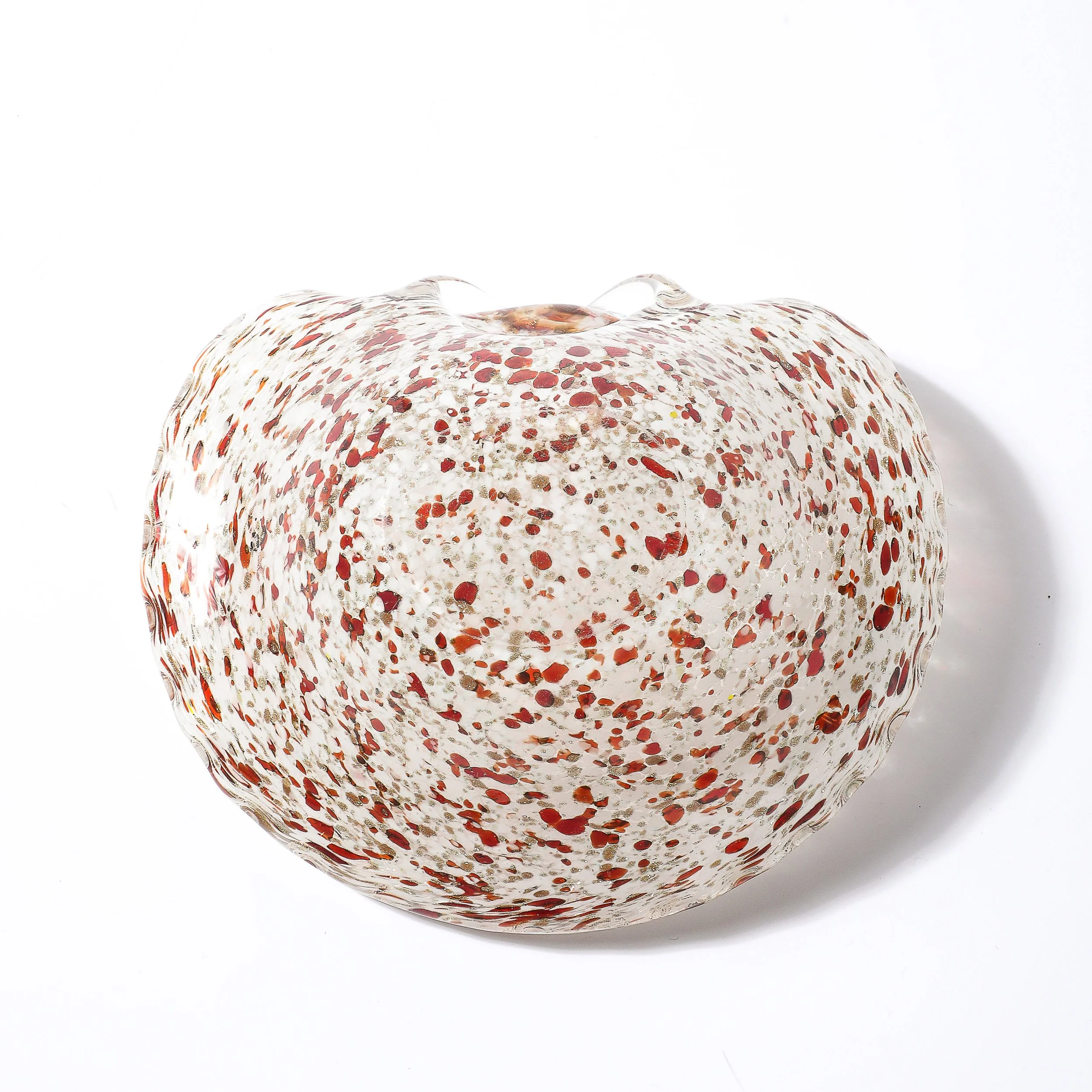 Mid-Century Hand-Blown Murano Glass Dish in White & Merlot Speckled Detailing - High Style Deco 6.jpg