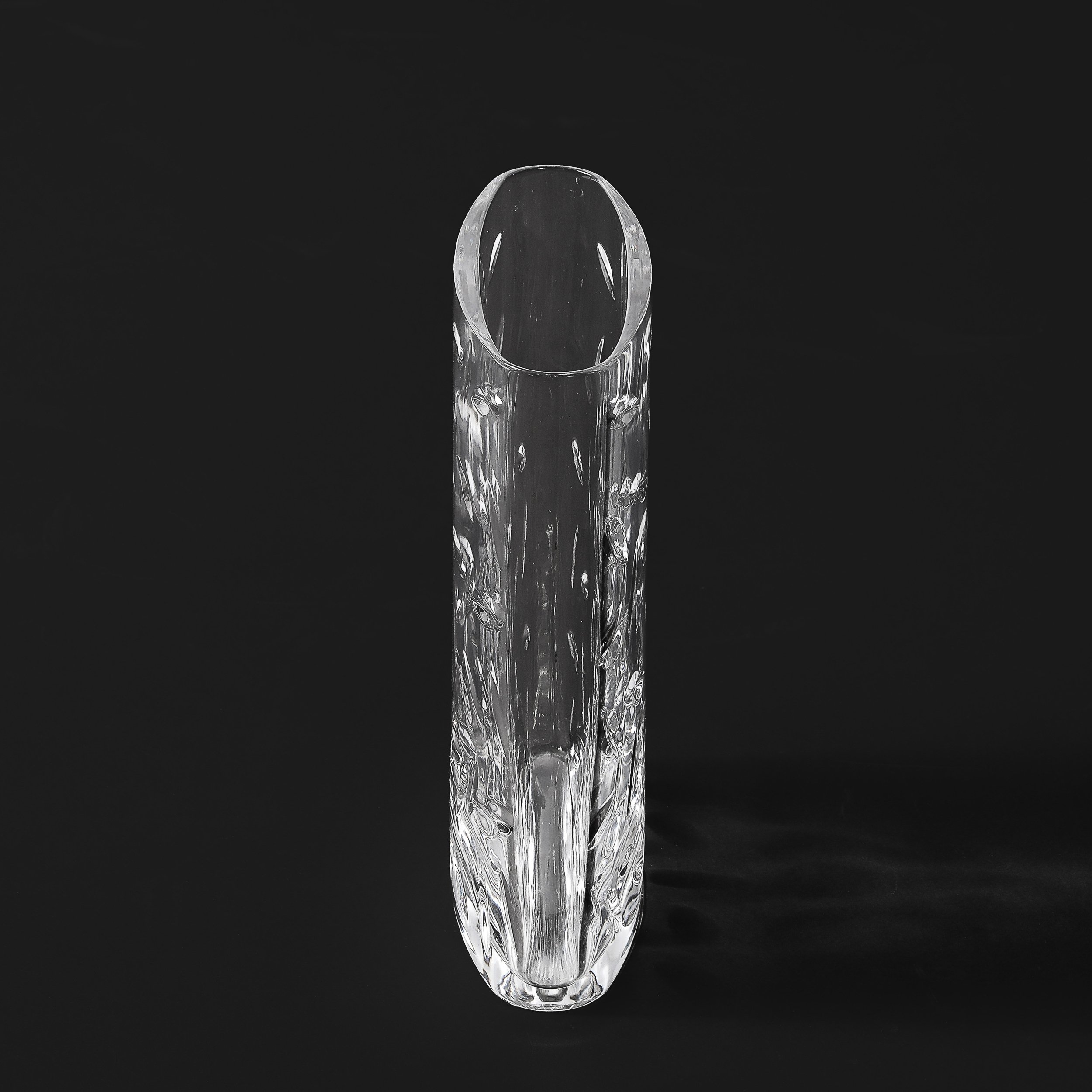 Mid-Century Modernist Cut Crystal Vase w: Leaf Form Motif Signed Tiffany and Co - High Style Deco 9.jpg