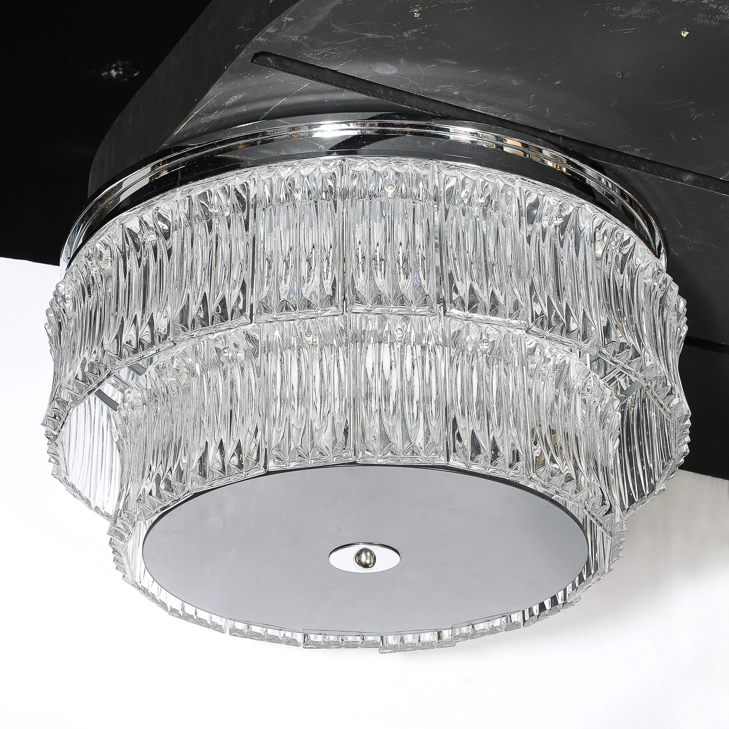 Mid-Century 2-Tier Transparent Murano Glass Flush-Mount w: Smoked Glass Diffuser - High Style Deco 9.jpg
