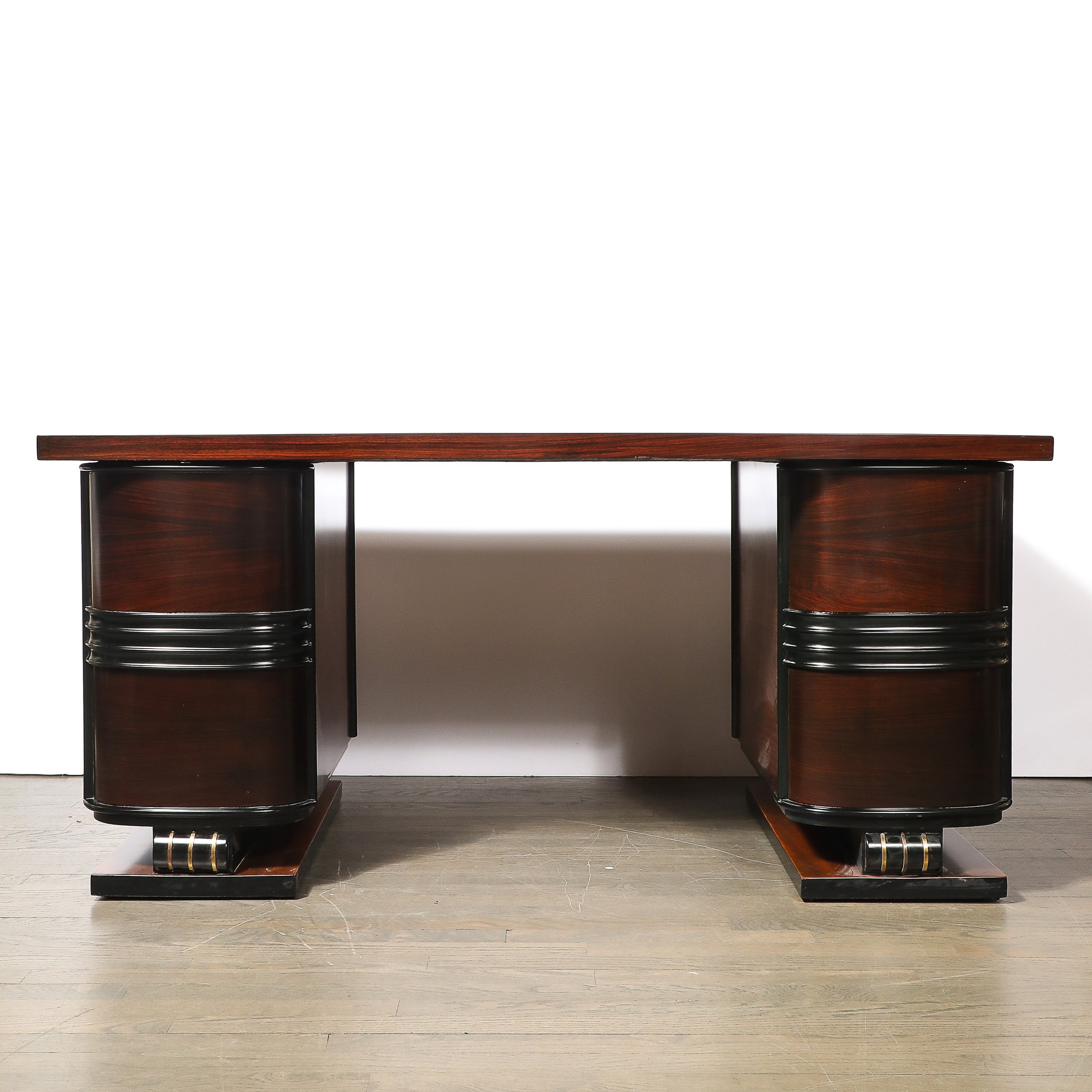 Art Deco Machine Age Partner Desk in Rosewood with Ebonized Fluted Detailing - High Style Deco 15.jpg