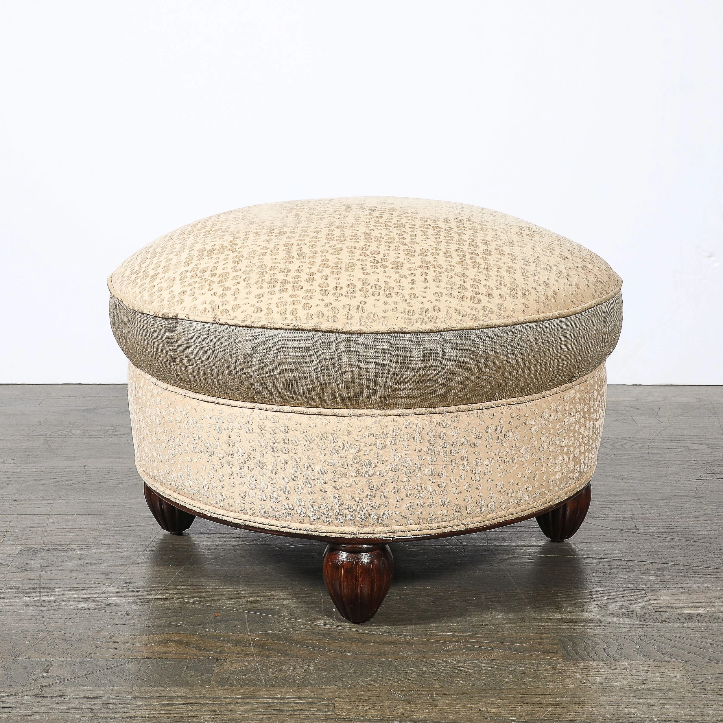 Art Deco Upholstered Ottomans with Walnut Reeded Supports Manner of Ruhlmann - High Style Deco 11.jpg