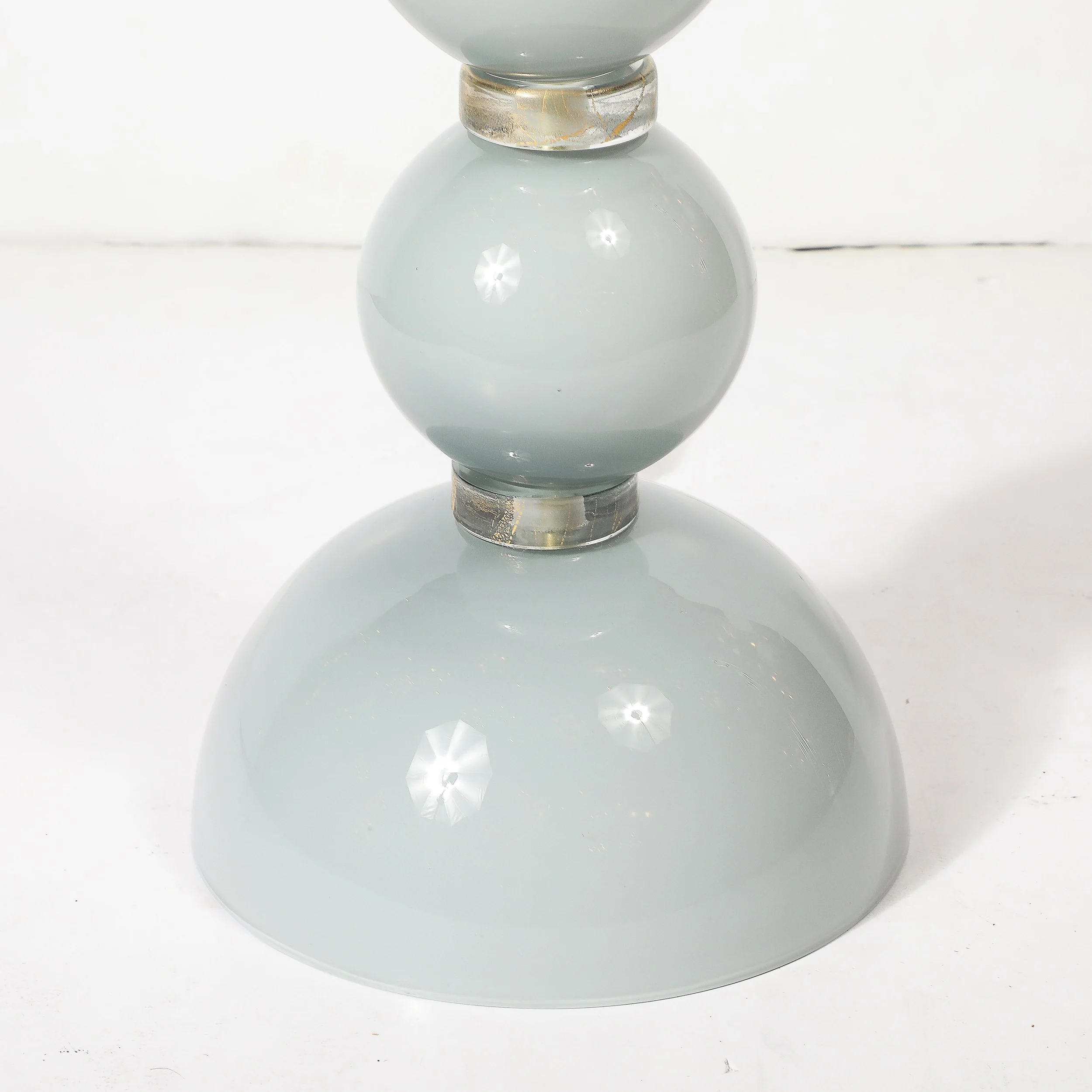 Pair of Modernist Dove Grey Murano Glass Table Lamps with 24-Karat Gold Bands - High Style Deco 6.jpg