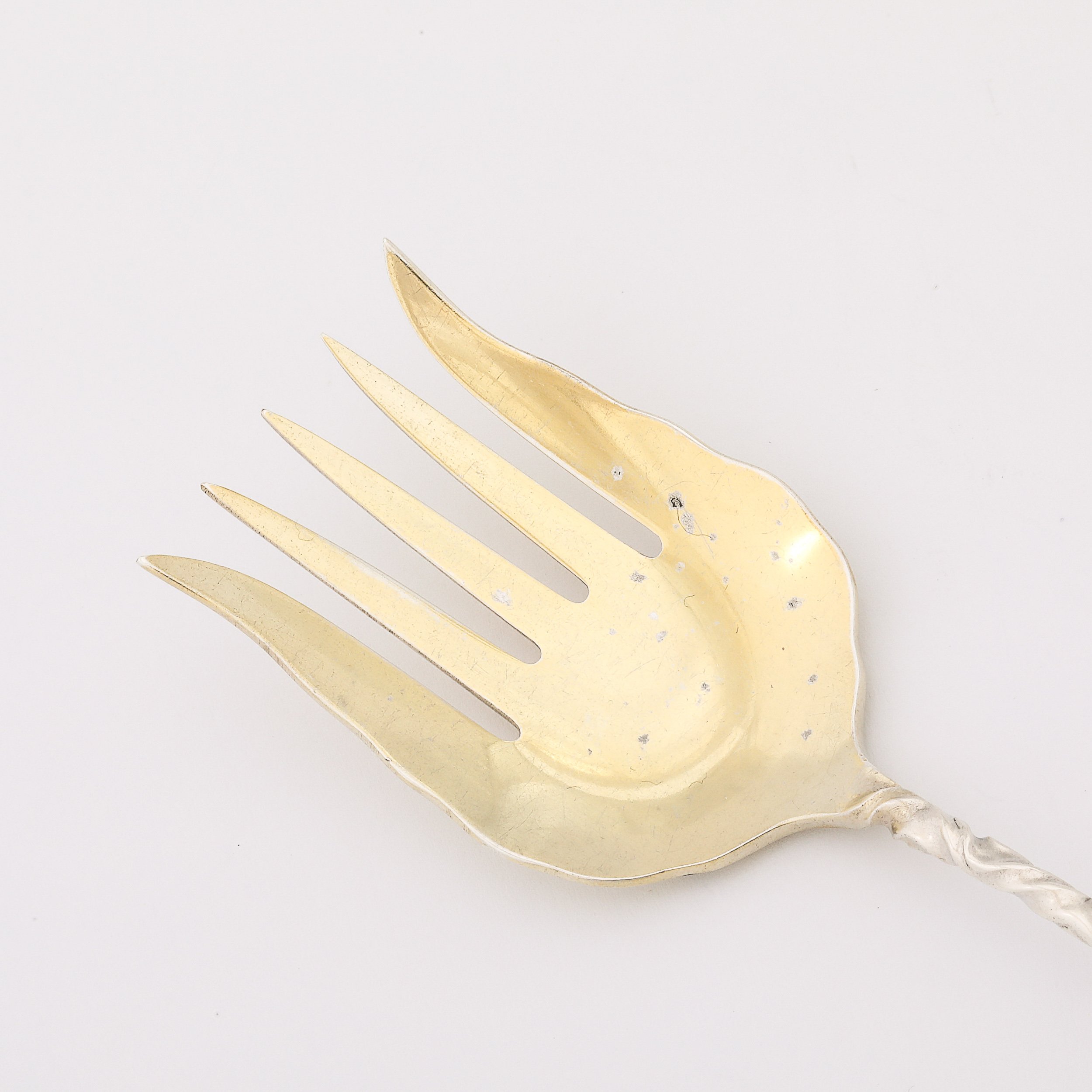 Arts & Crafts Sterling Silver & Gold Washed Twist Fork by Whiting Manufacturing - High Style Deco 9.jpg