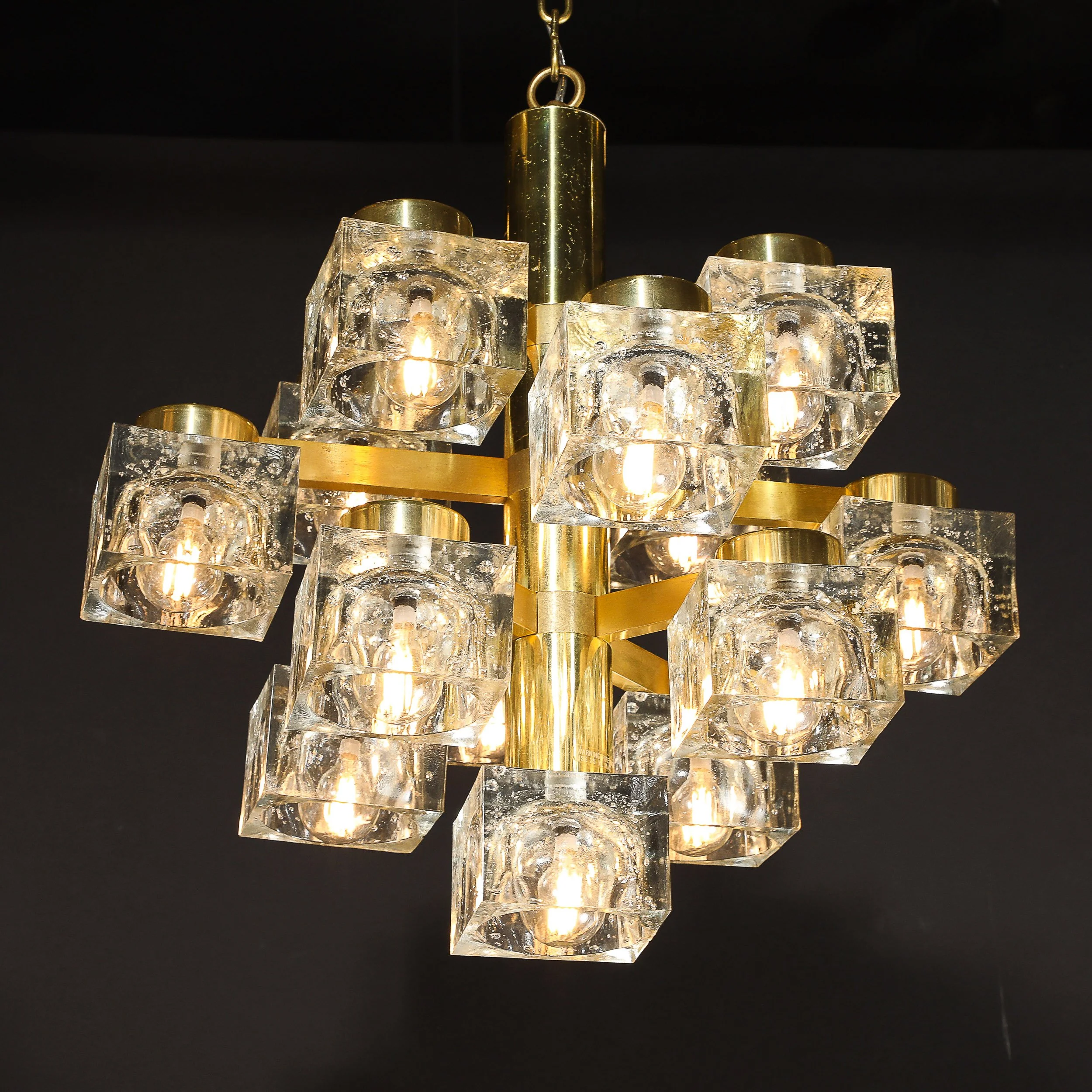 Mid-Century Modern Brass & Cube Glass Chandelier by Sciolari - High Style Deco 9.jpg