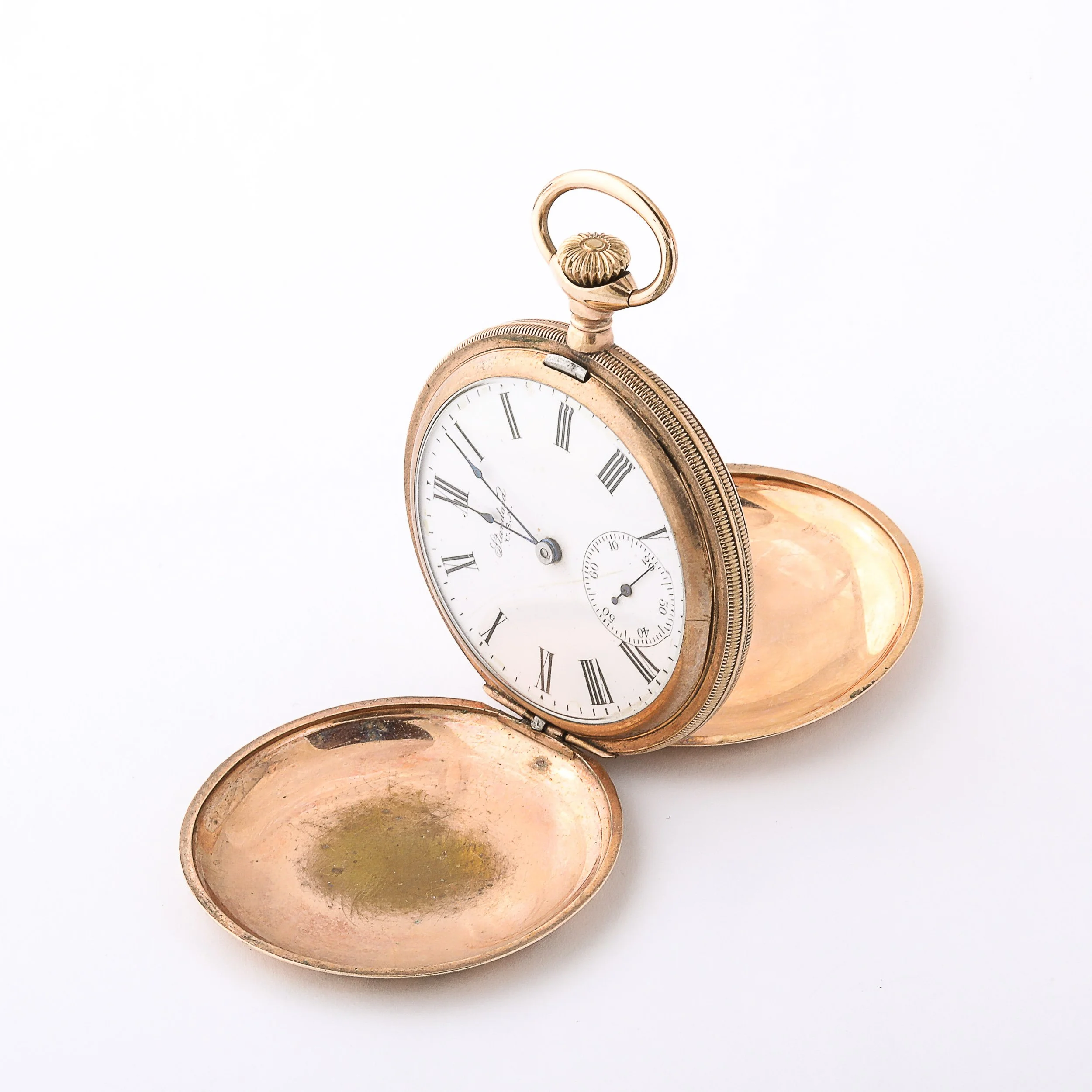 Standard Watch Co. Hunter's Gold Plated Pocket Watch with Engraved Detailing - High Style Deco 12.jpg