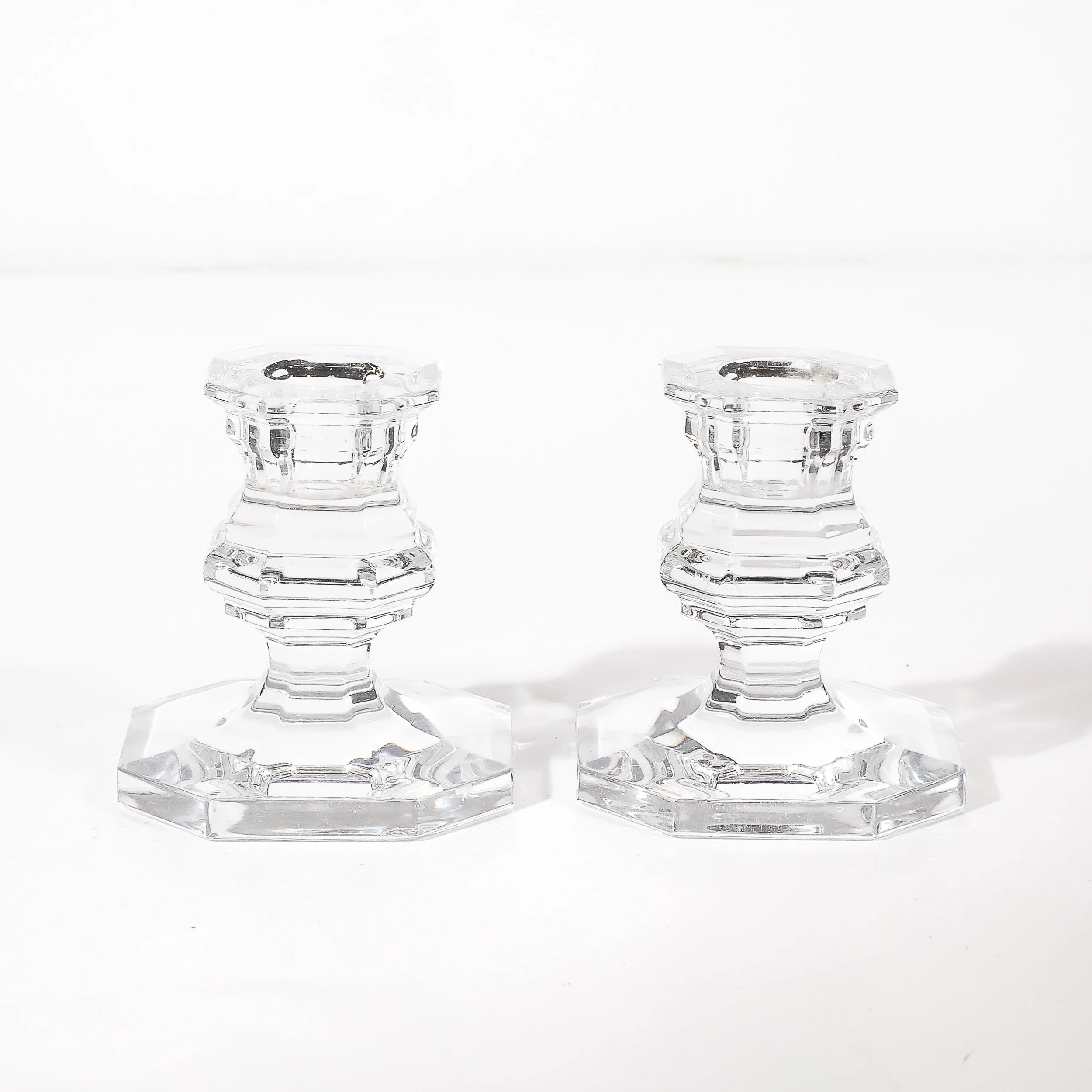 Pair of Classical Regency Giftware Crystal Candlestick Holders Signed Baccarat - High Style Deco 1.jpg