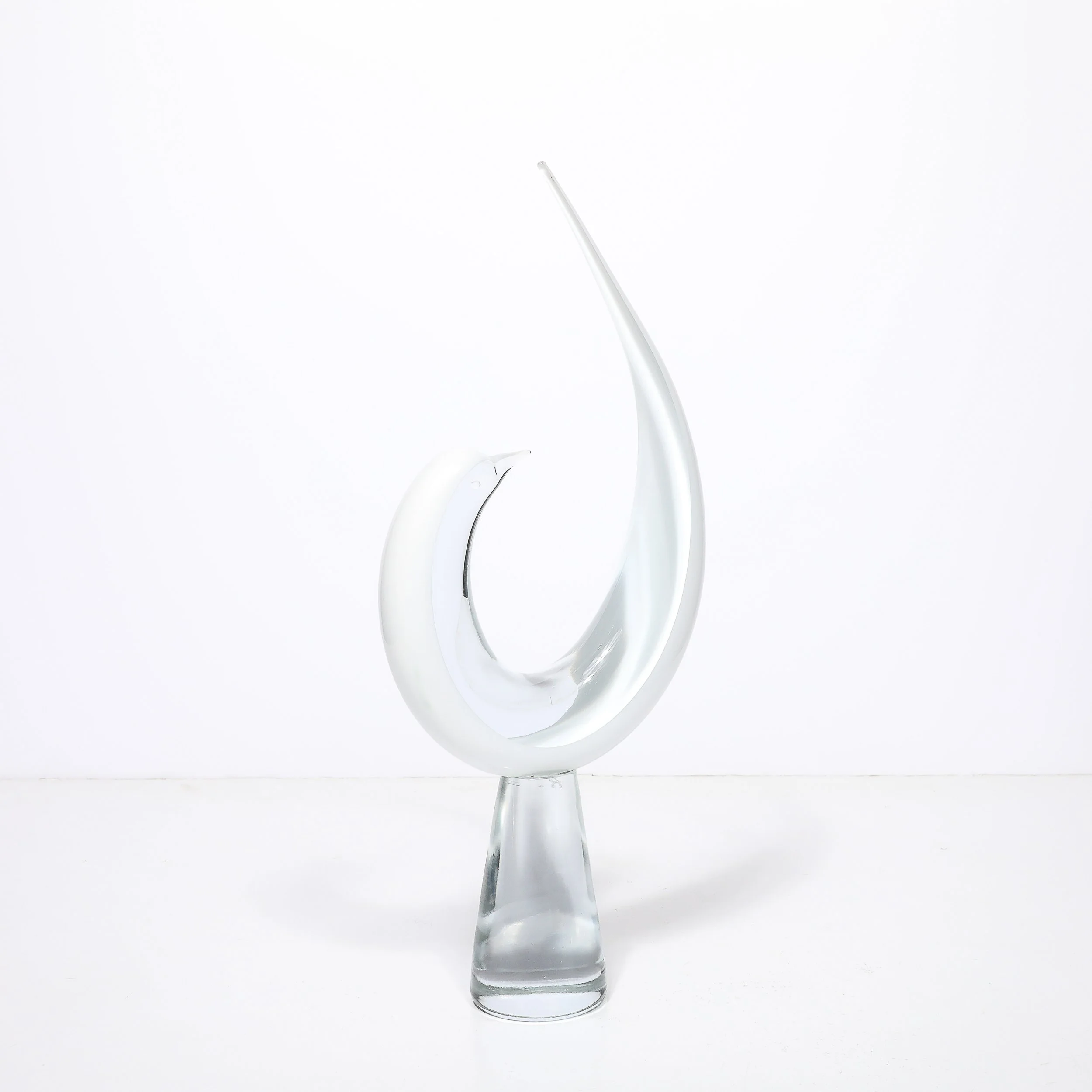 Mid-Century White & Transparent Murano Glass Bird Sculpture signed Renato Anatra - High Style Deco 4.jpg