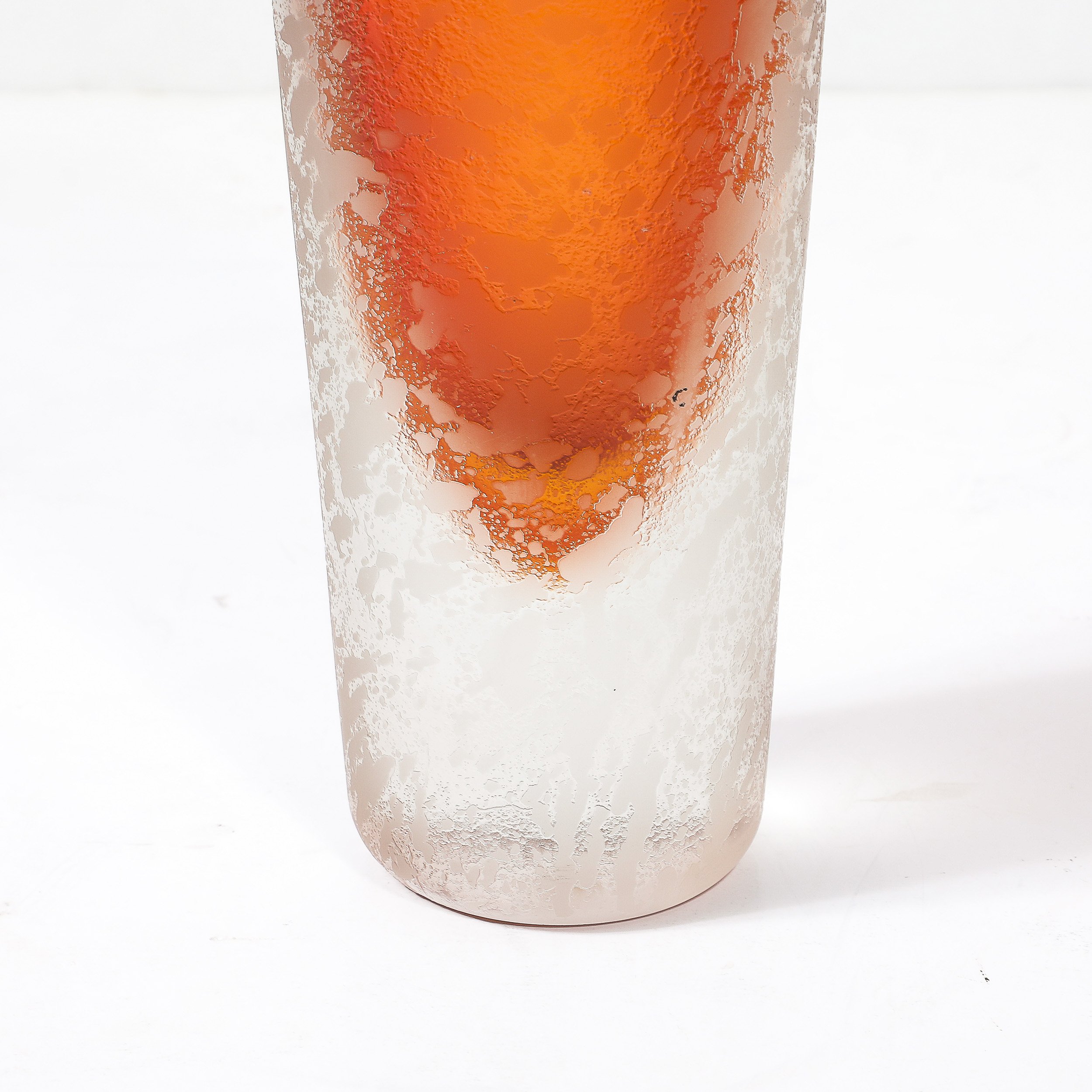 Mid-Century Modernist Hand-Blown Murano Glass Vase in Apricot W: Mottled Texture - High Style Deco 1.jpg