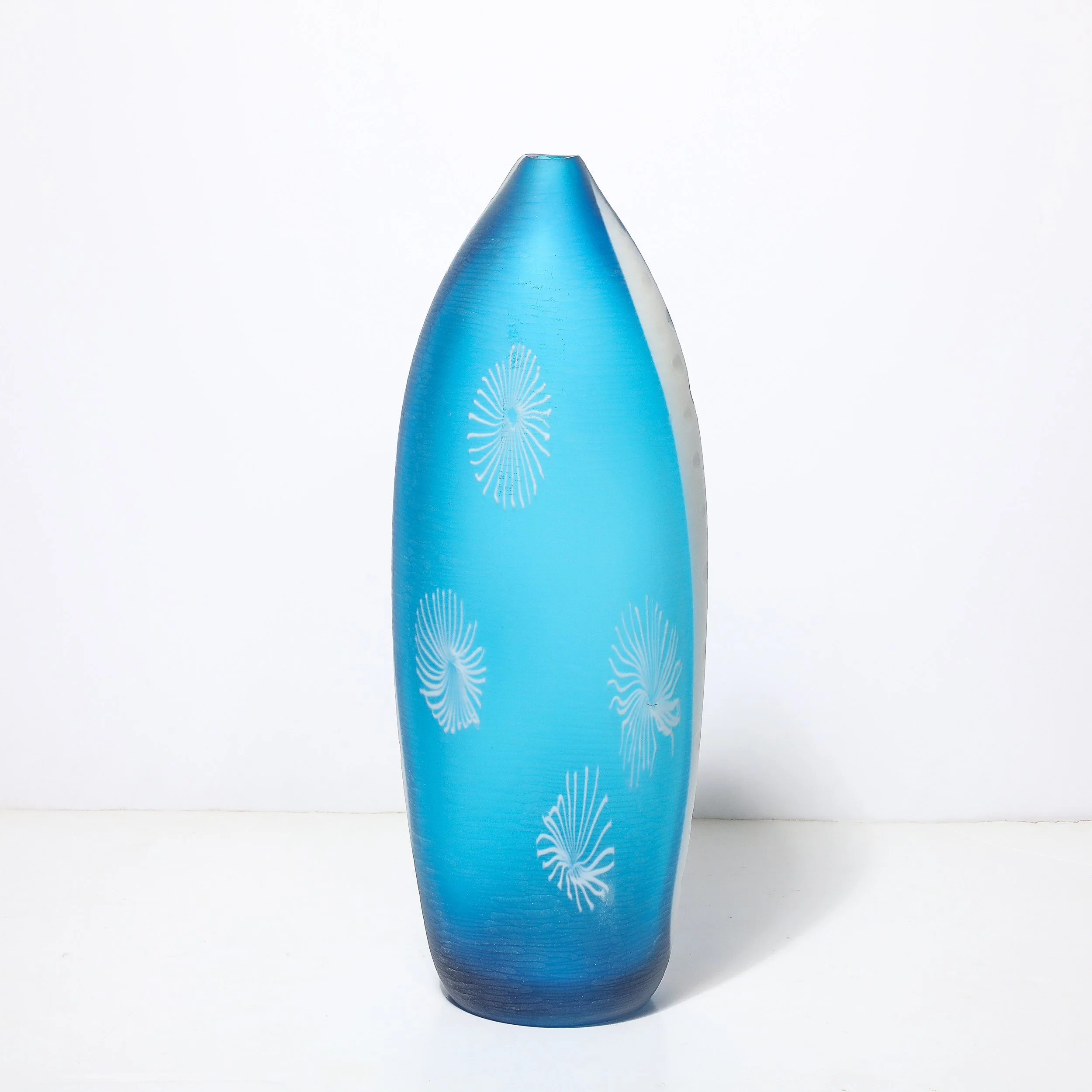 Mid-Century Hand-Blown Cerulean Blue Murano Glass Vase w: Battuto Texturing - High Style Deco 10.jpg