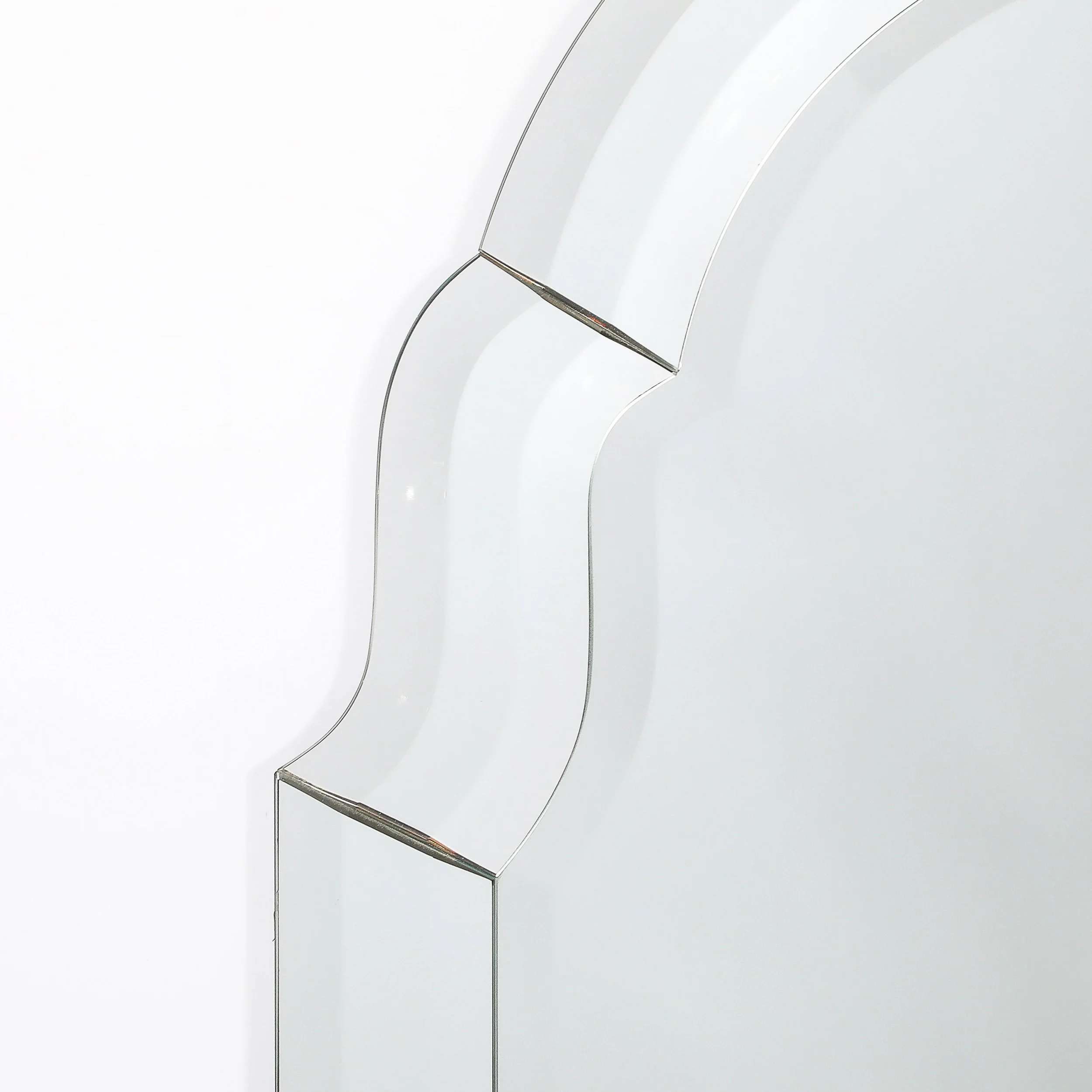 Pair of Mid-Century Modernist Serifed Arch Form Mirrors with Beveled Detailing - High Style Deco 9.jpg