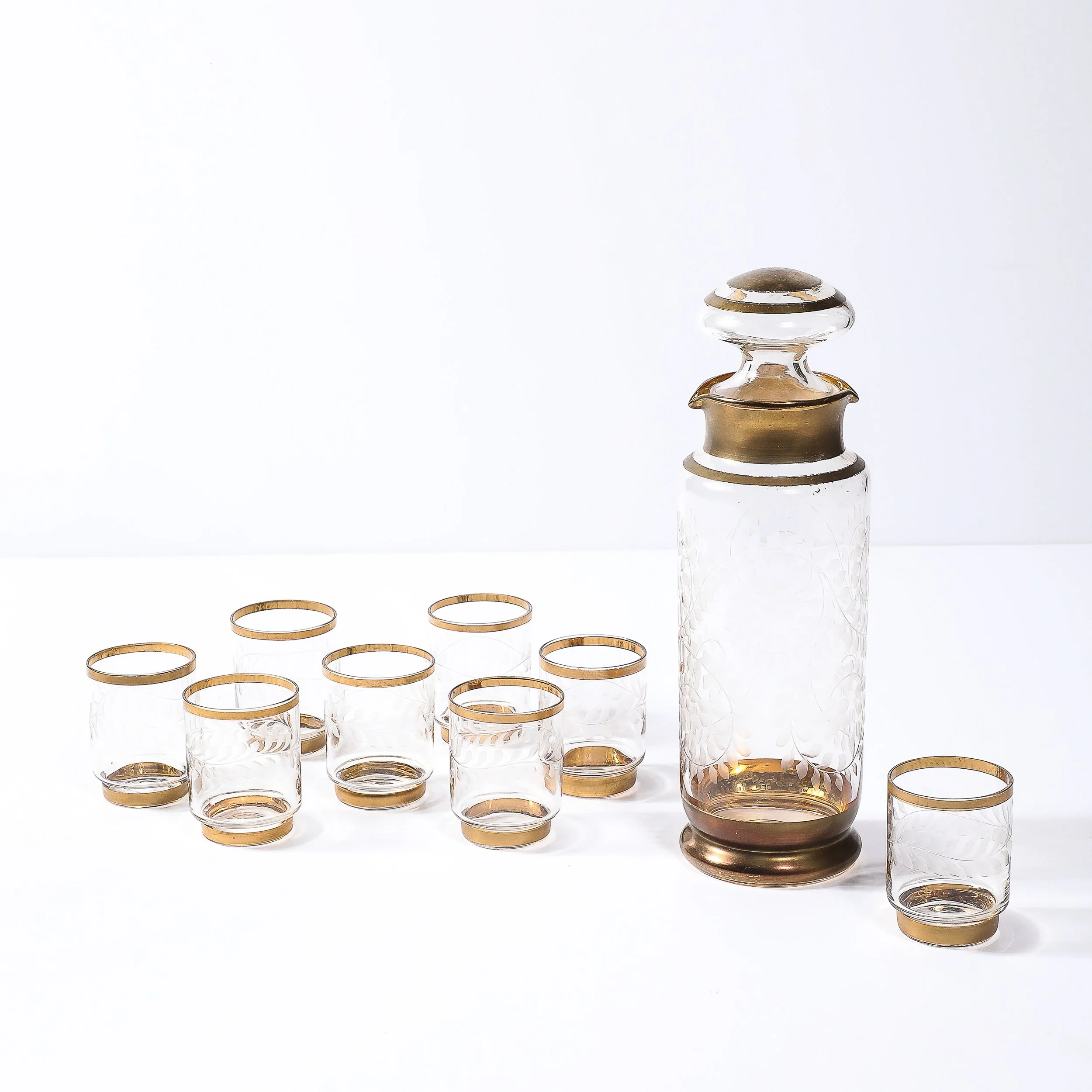 Art Deco Decanter Set with Six Glasses in Gilt Detailing and Etched Glass - High Style Deco 2.jpg