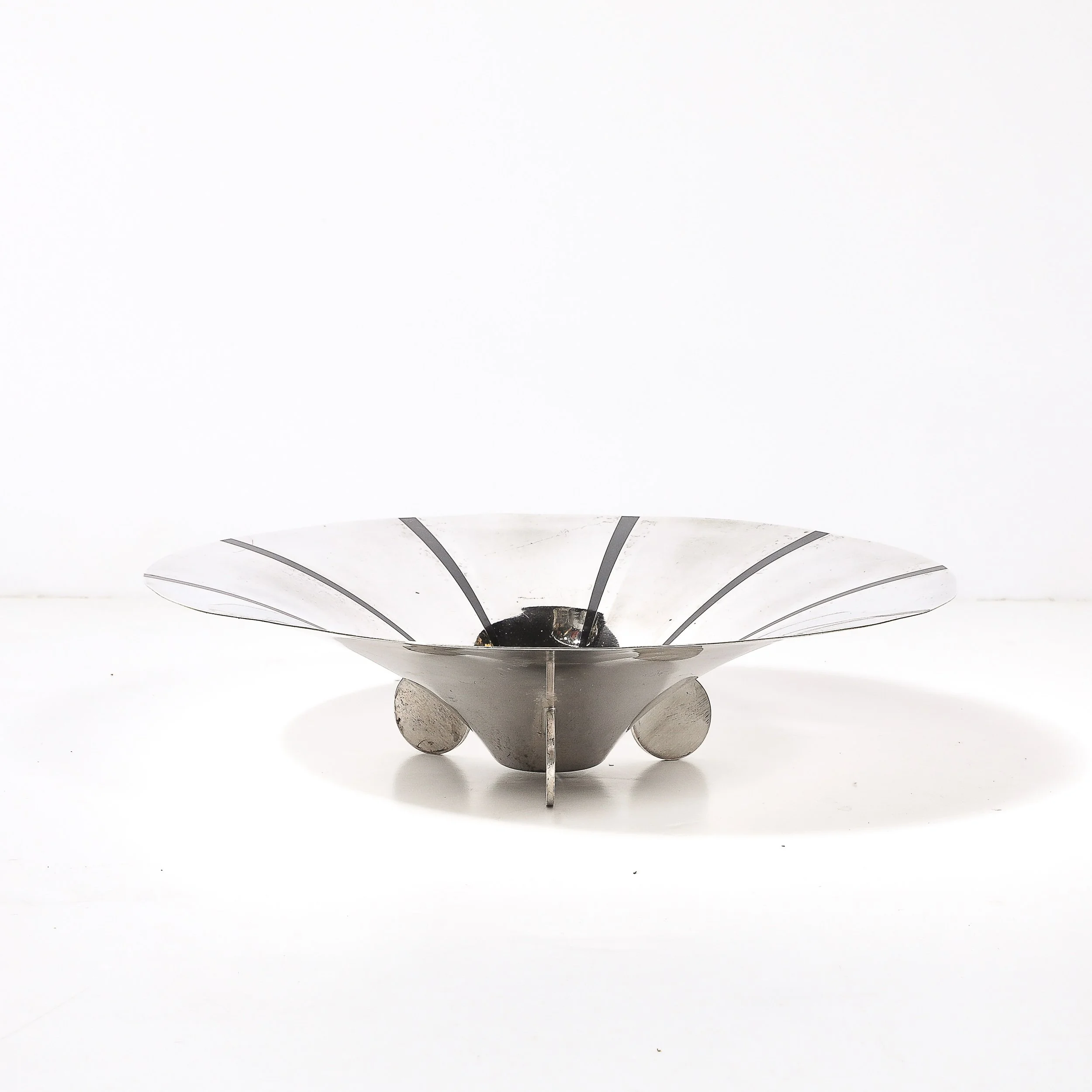 Art Deco WMF Ikora Textural Silver Plated Bowl W: Jet Black Linear Detailing - High Style Deco 2.jpg