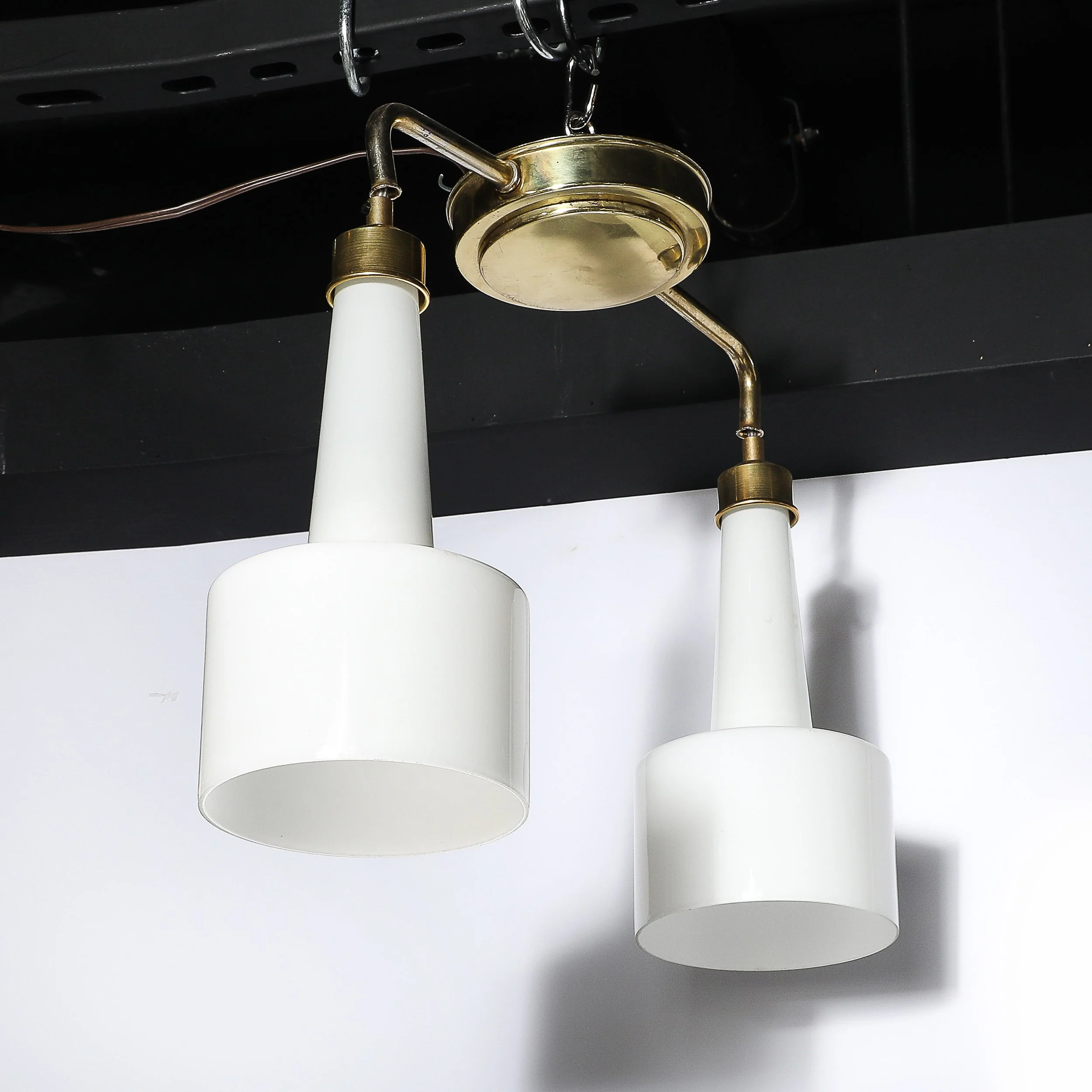 Mid-Century Two-Branch Pendant Chandelier in Molded Milk Glass w: Brass Fittings - High Style Deco 3.jpg