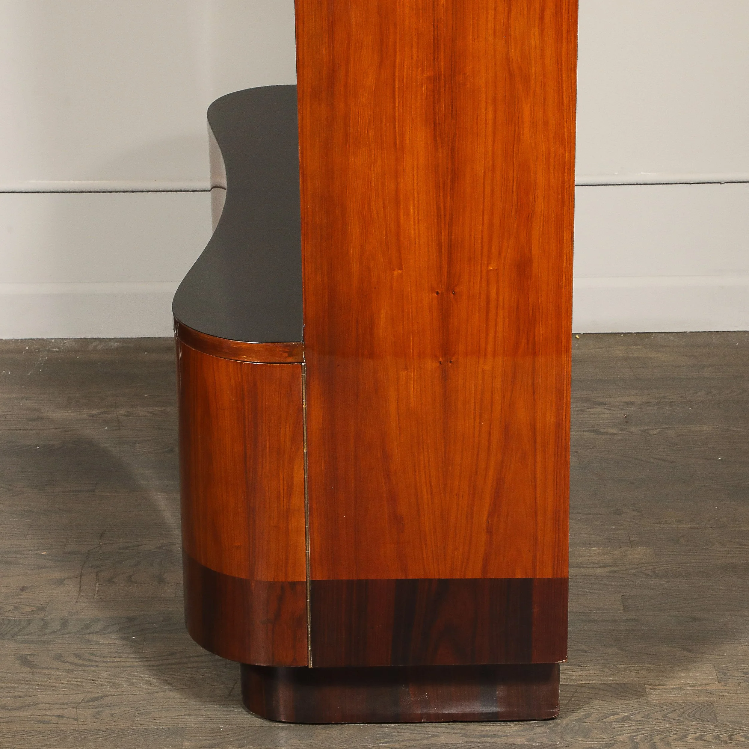 Art Deco Bar Cabinet in Bookmatched Walnut & Burled Elm w: Black Lacquer Accents - High Style Deco 13.jpg