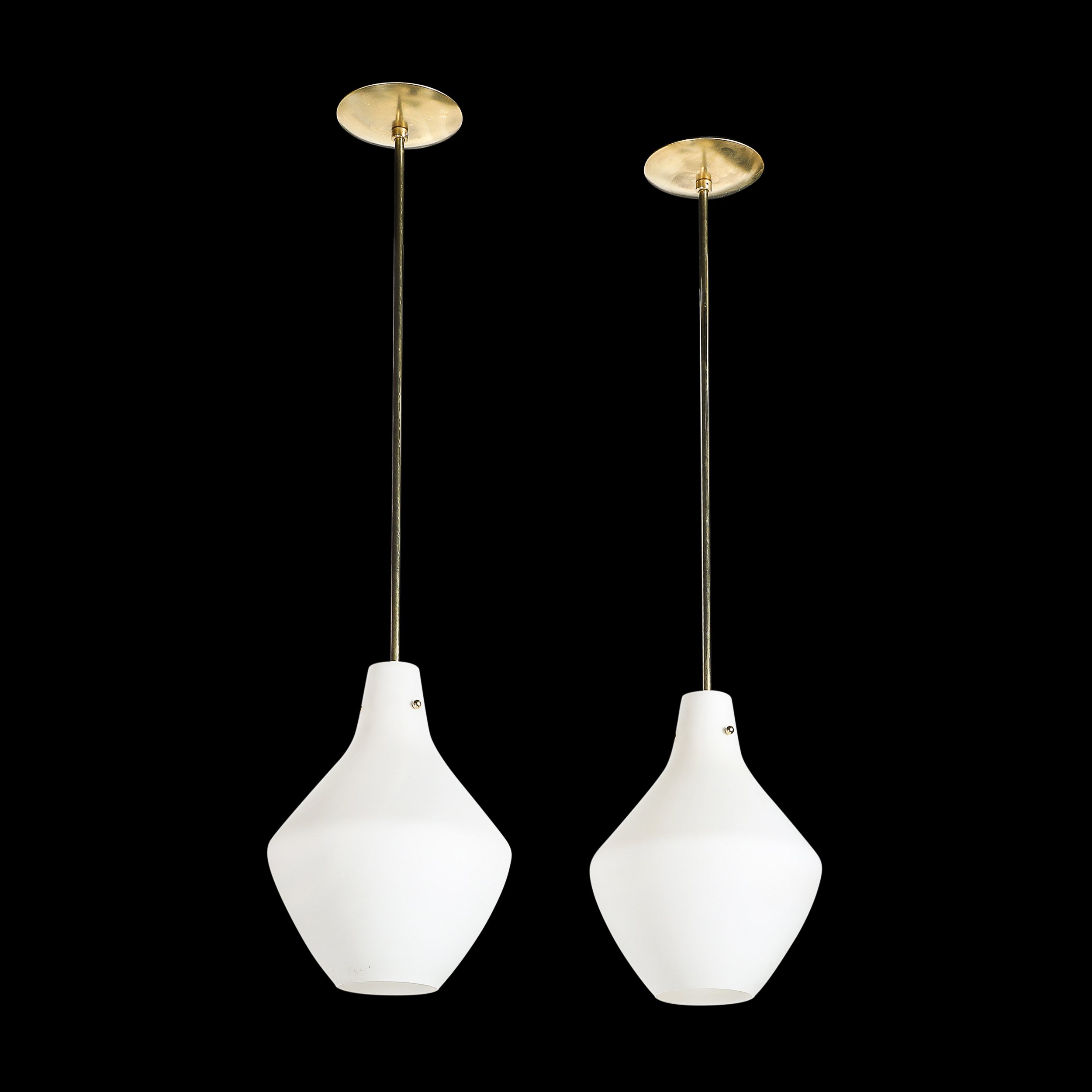 Pair of Mid-Century Hand-Blown Frosted Organic Murano Glass Pendant Chandeliers - High Style Deco 10.jpg
