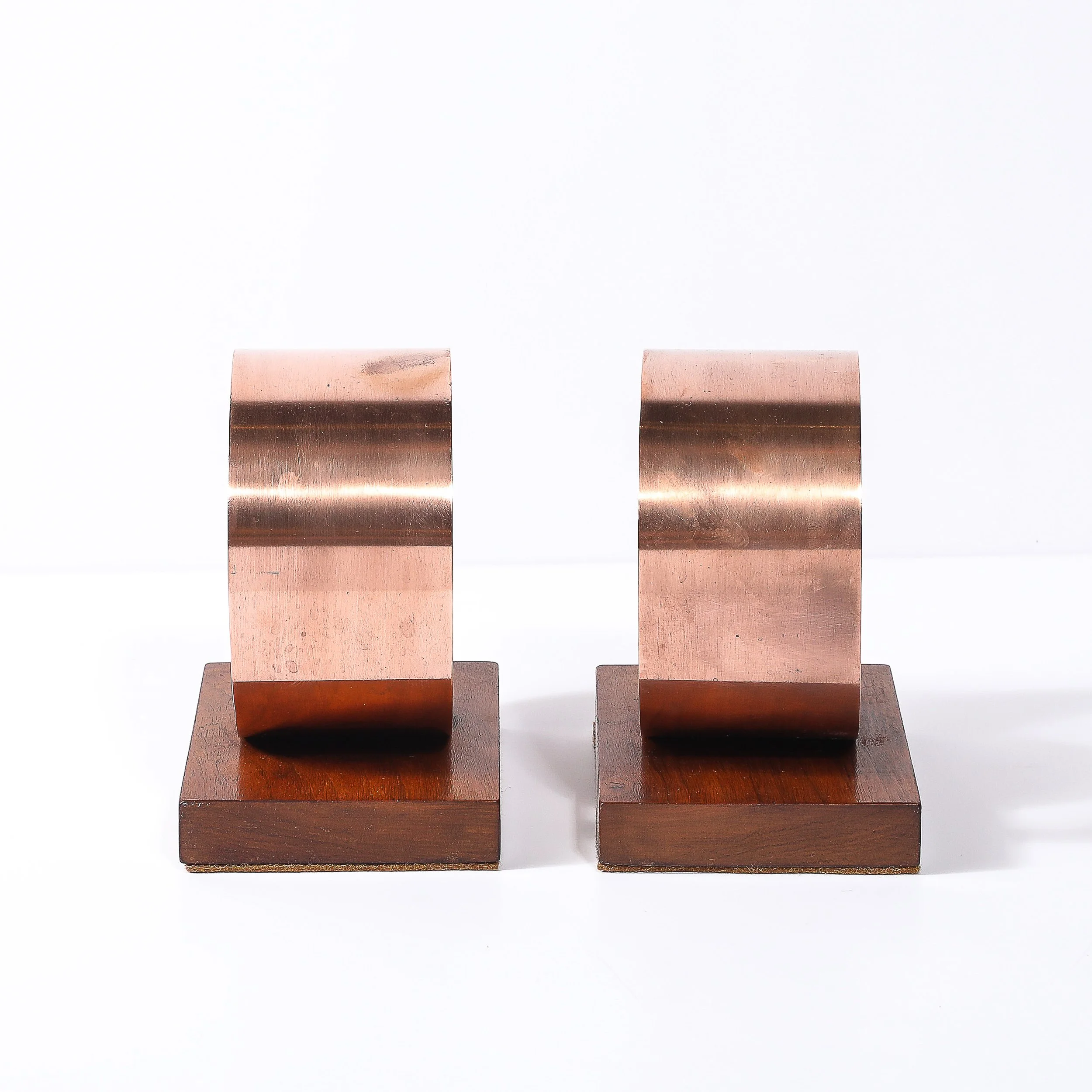 Pair of Art Deco Machine Age Loop Form Bookends in Copper & Walnut - High Style Deco 8.jpg