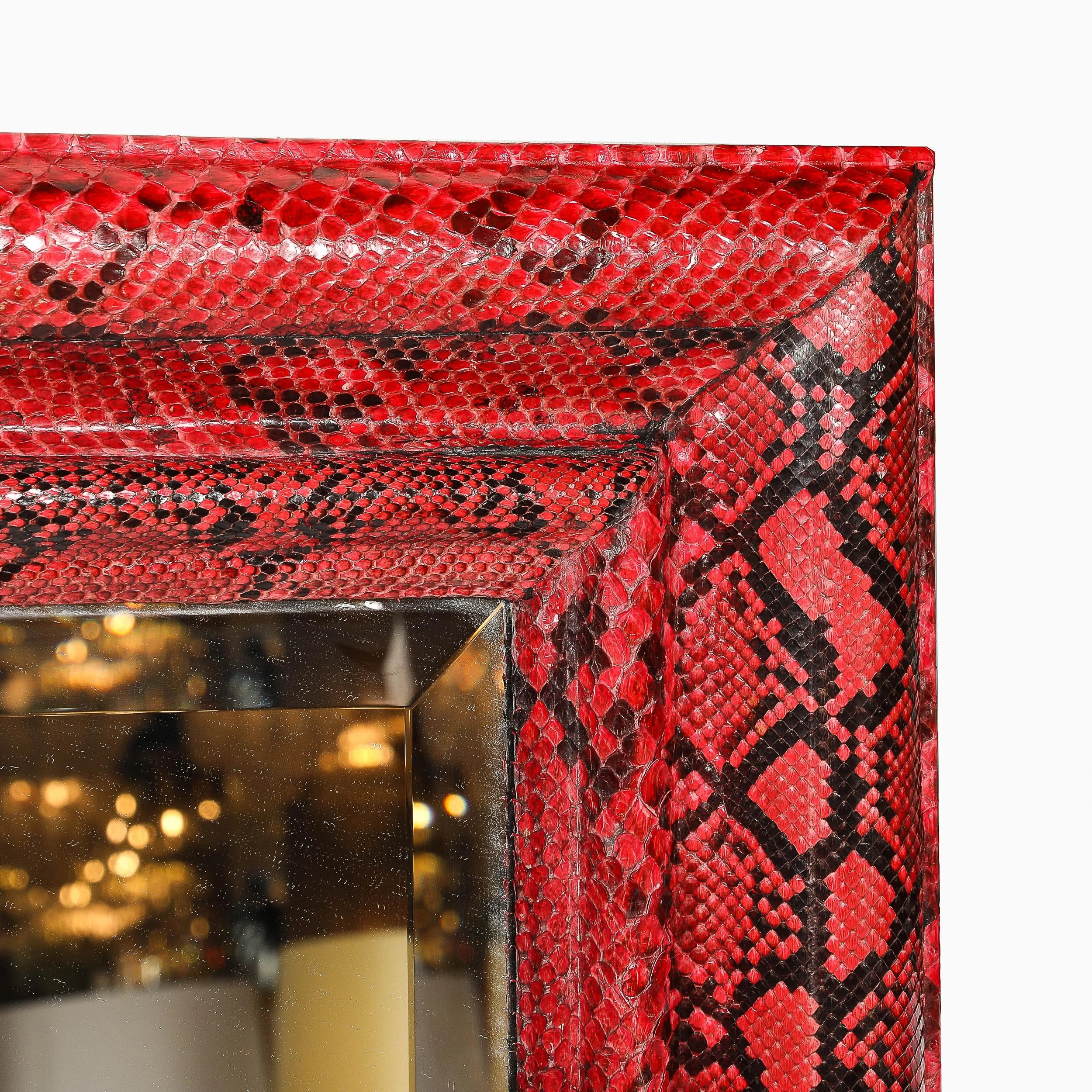Mid-Century Molding Mirror in Red & Black Python Leather by Karl Springer - High Style Deco 13.jpg