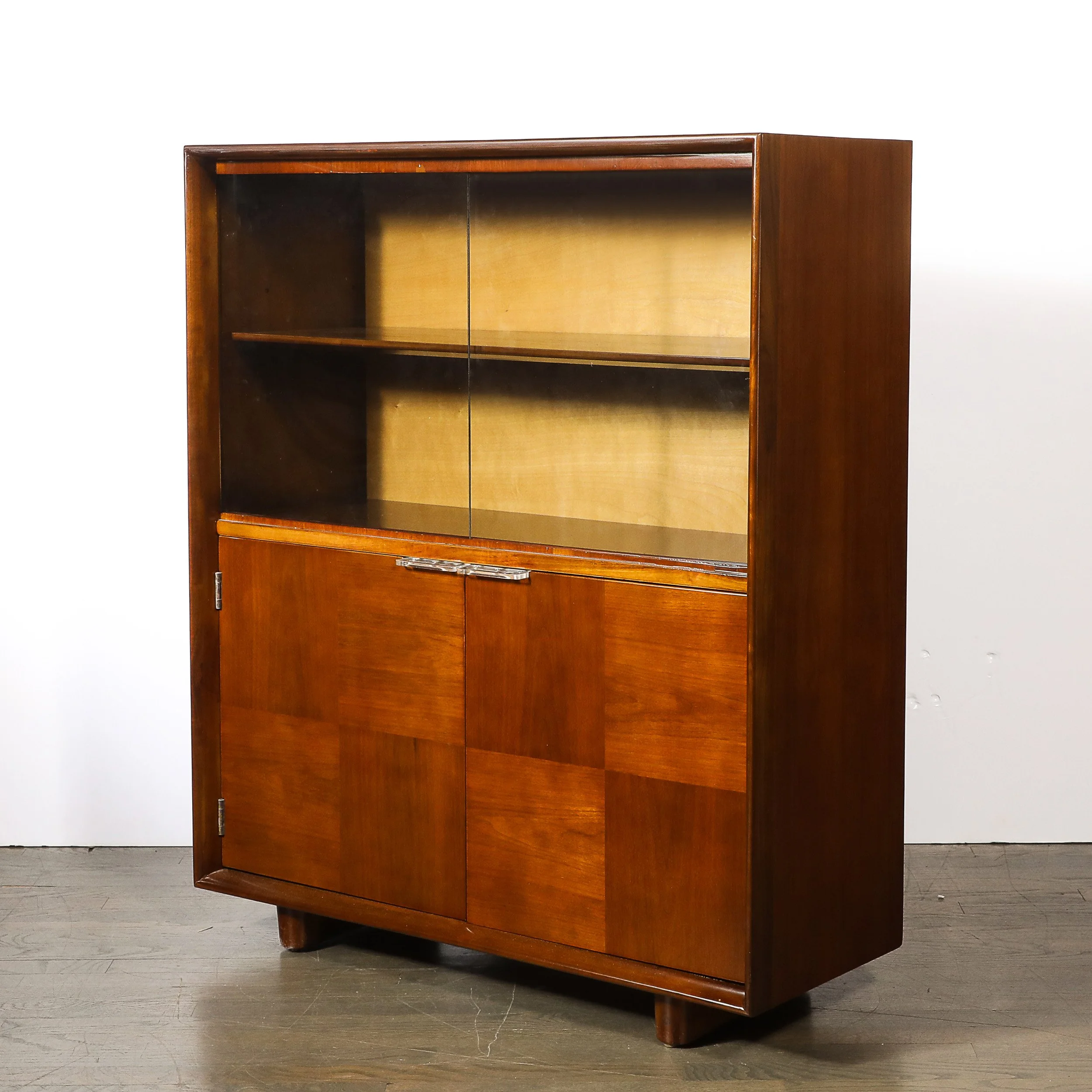 Art Deco Walnut Chine Cabinet with Lucite Pulls & Glass Front by Gilbert Rohde - High Style Deco 8.jpg