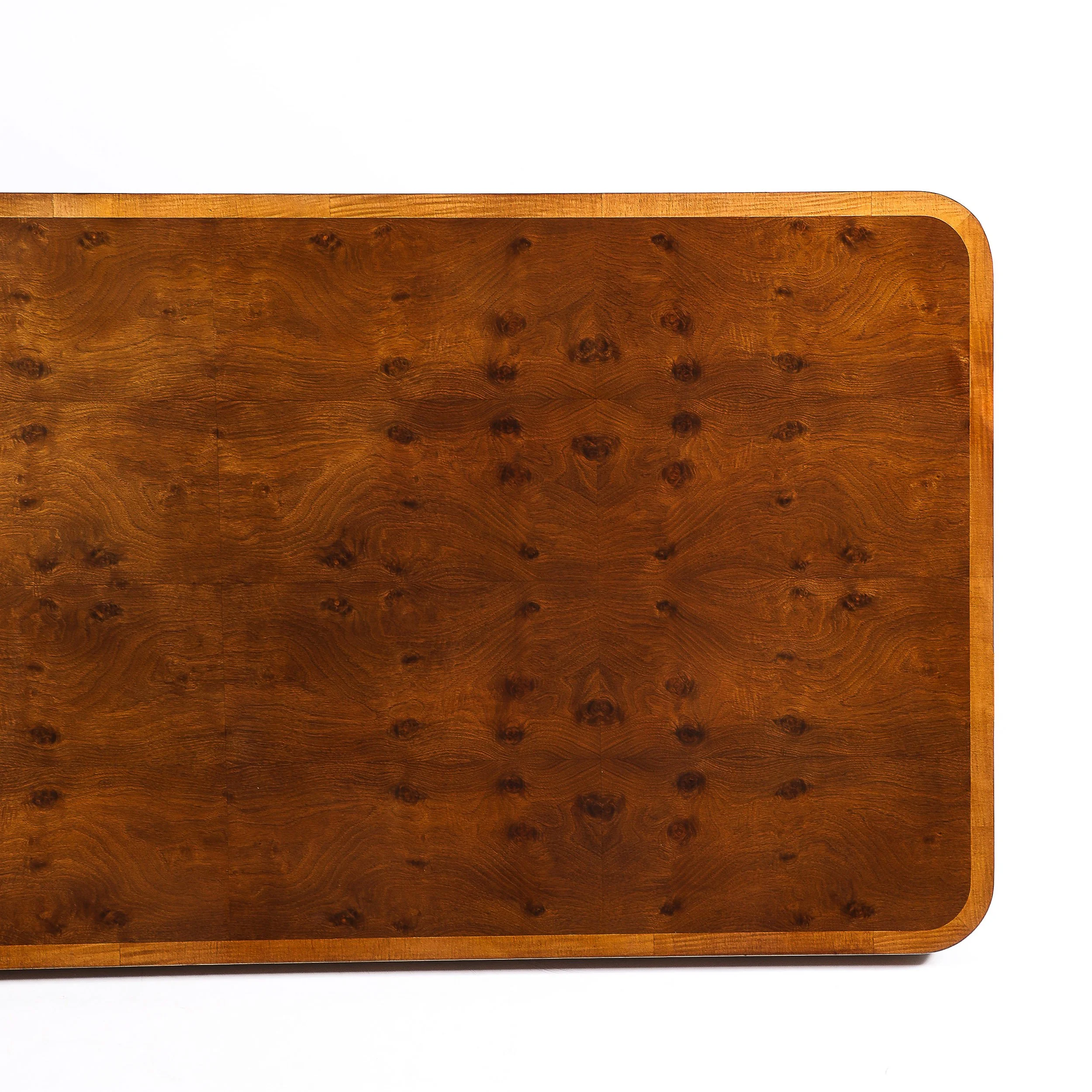 Art Deco Streamlined Book-Matched & Burled Walnut w: Black Lacquer Dining Table - High Style Deco 16.jpg