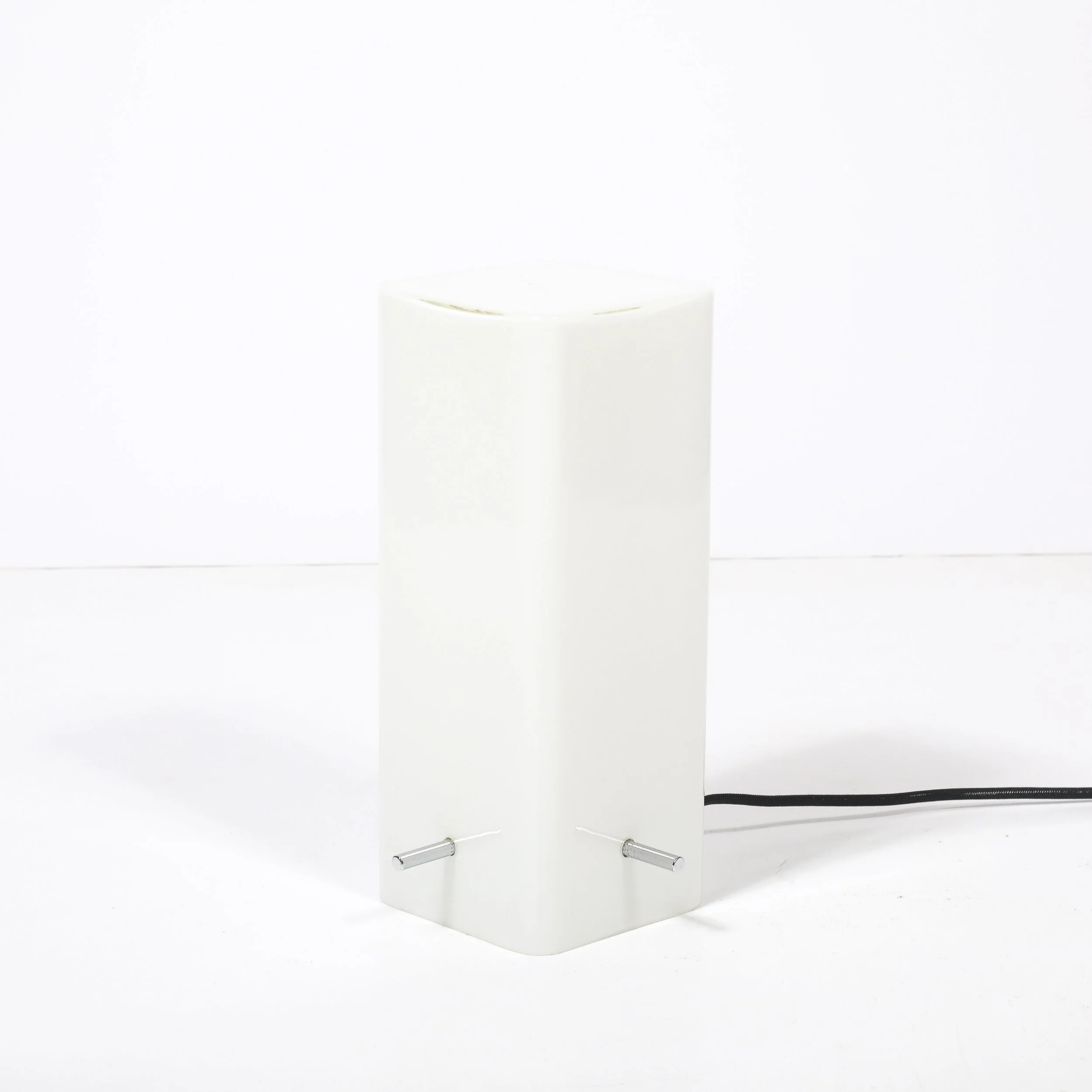 Mid-Century Milk Glass Column Lamp w: Chrome Fittings by Paul Mayen for Habitat - High Style Deco 6.jpg