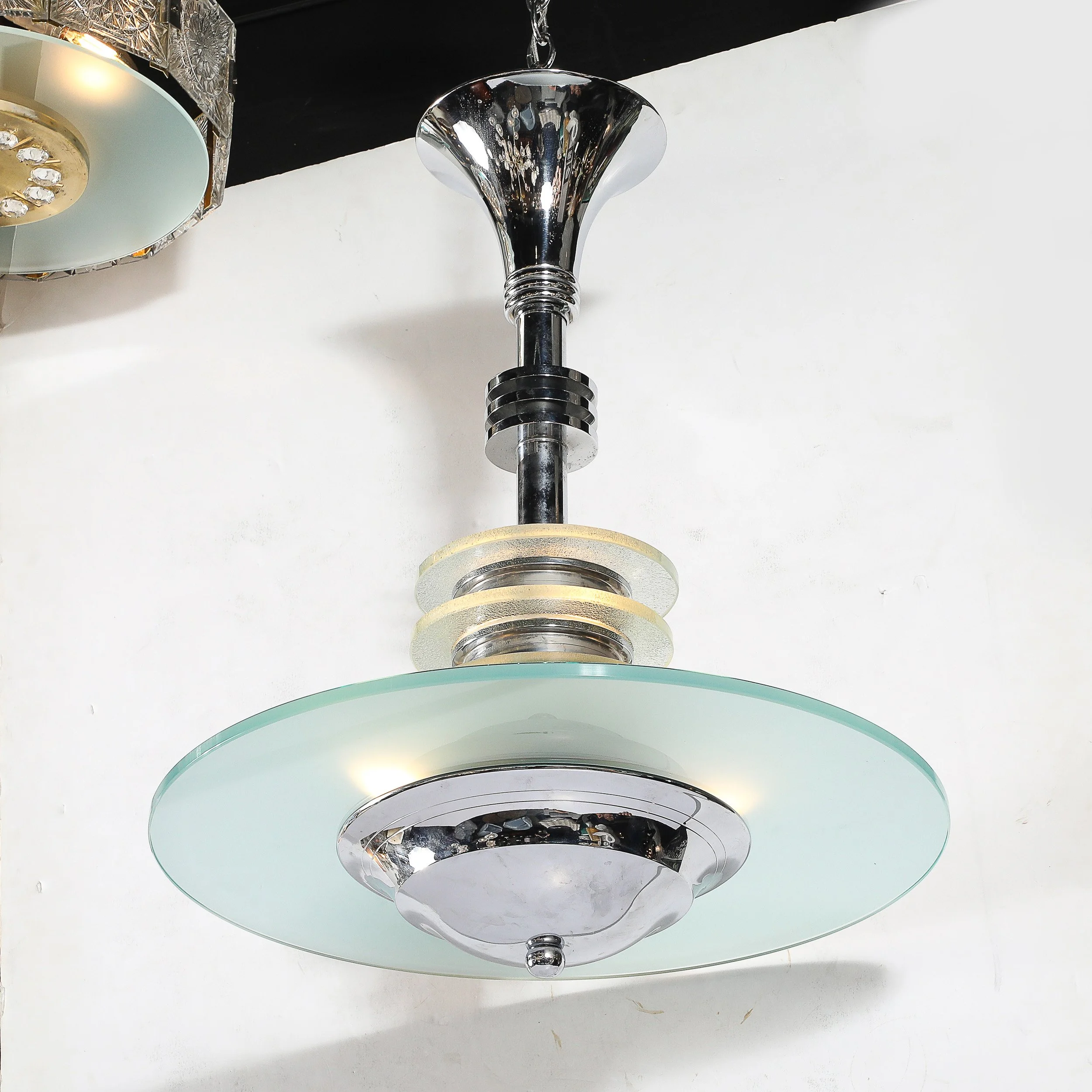 Art Deco Machine Age Chrome & Glass Pendant Chandelier - High Style Deco 4.jpg