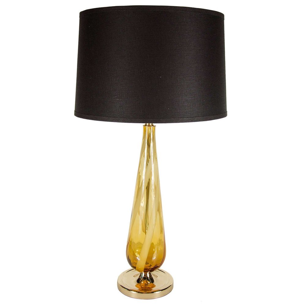 Sophisticated Mid Century Modern Murano Glass Teardrop Amber Table Lamp High Style Deco Sophisticated Mid Century Modern Murano, Glass Teardrop Floor Lamp
