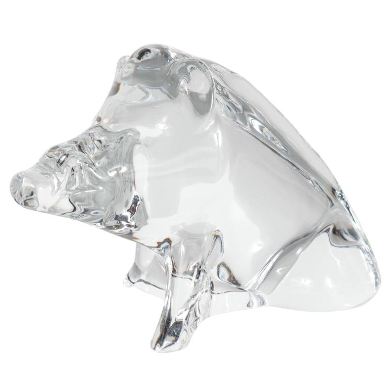 Modernist Baccarat Crystal Sculpture of a Wild Boar or a Razorback — High  Style Deco