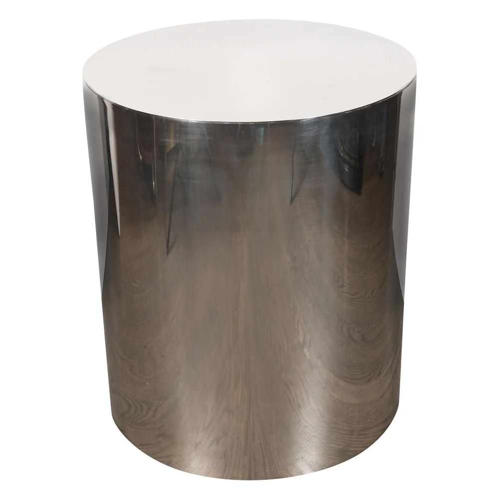 American Mid Century Modern Cylindrical Chrome Side Table Pedestal High Style Deco
