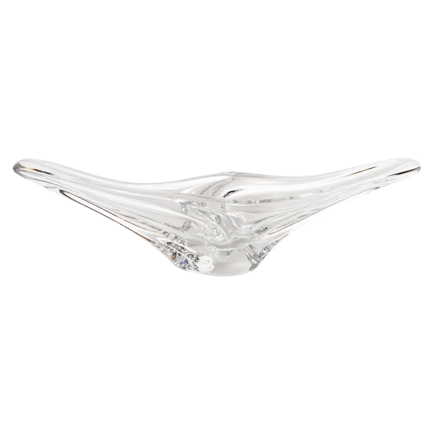 Sculptural and Curvilinear Mid Century Translucent Glass Bowl by  