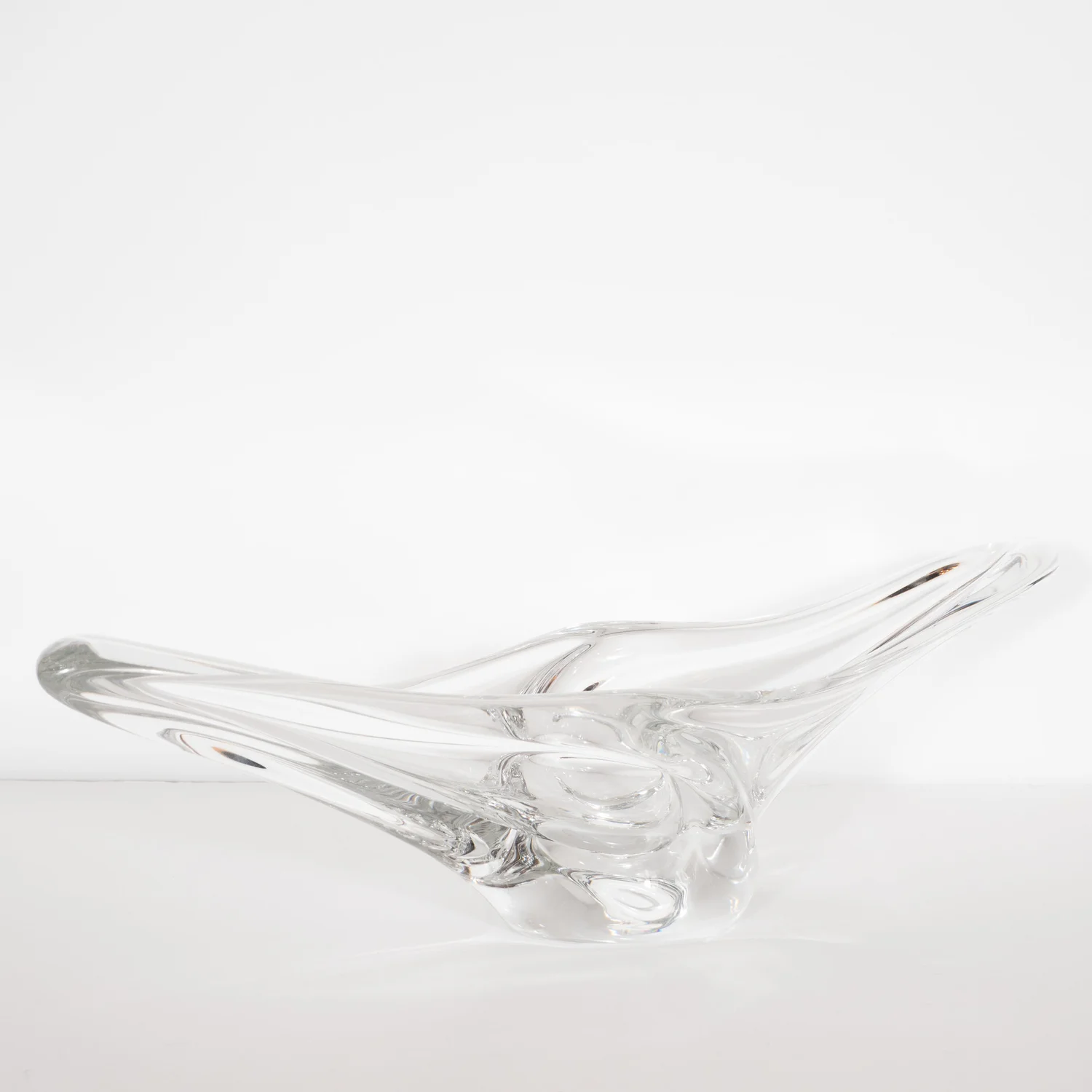 Sculptural and Curvilinear Mid Century Translucent Glass Bowl by  