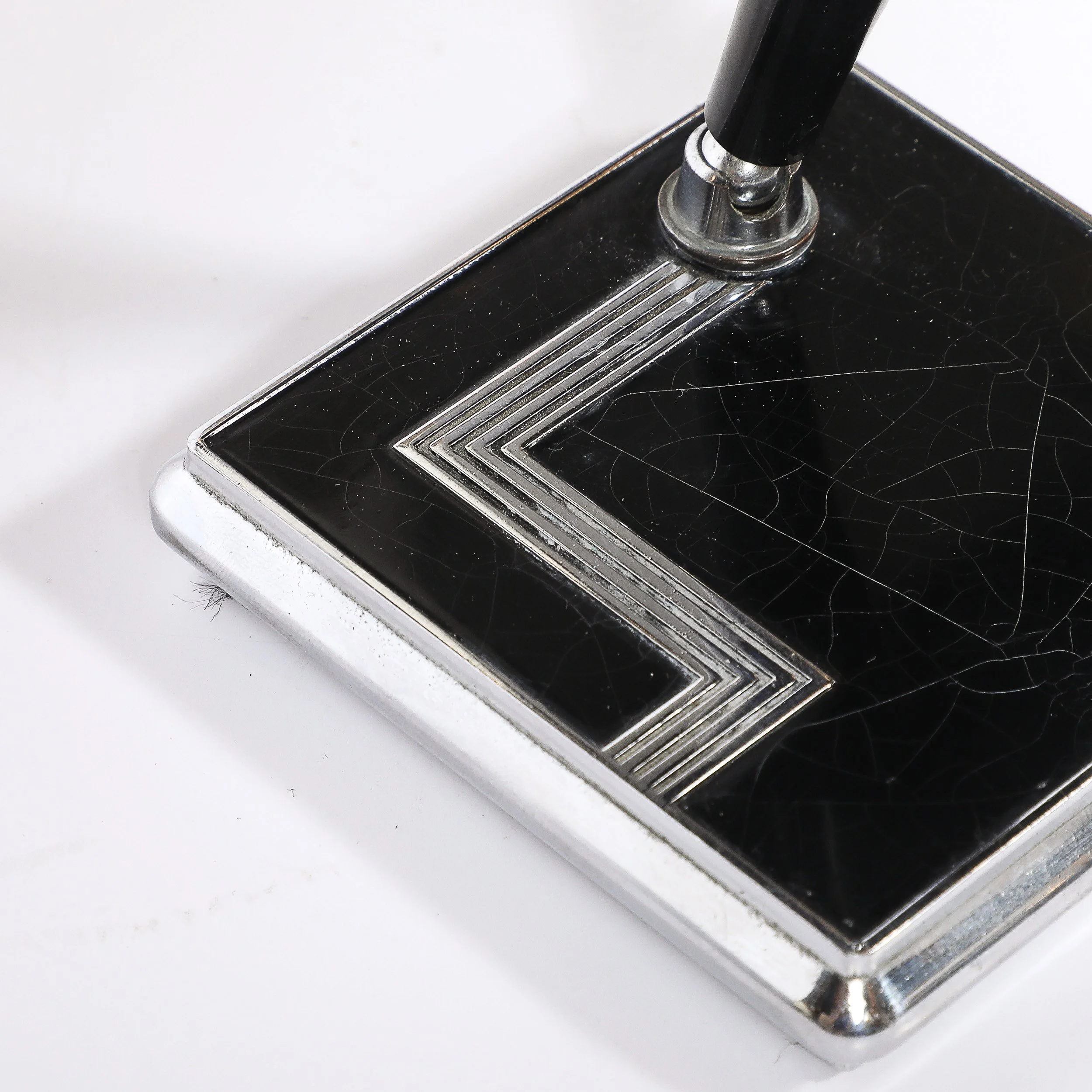 Art Deco Geometric Squared Base Chrome & Bakelite Fountain Pen signed Esterbrook - High Style Deco 11.jpg