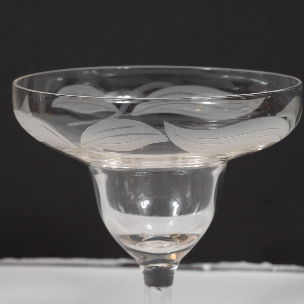 Art Deco Footed Glass Bowls with Foliate Detailing — High Style