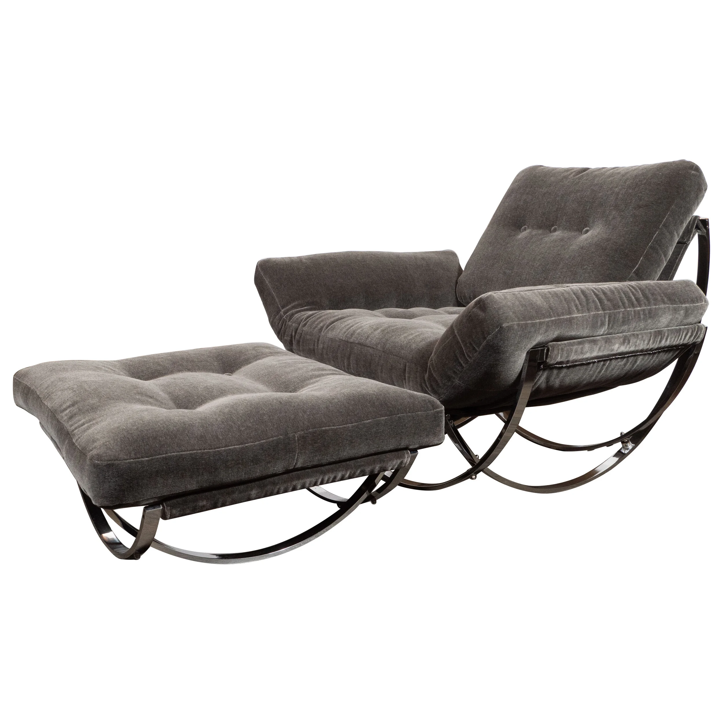 tufted chair and ottoman