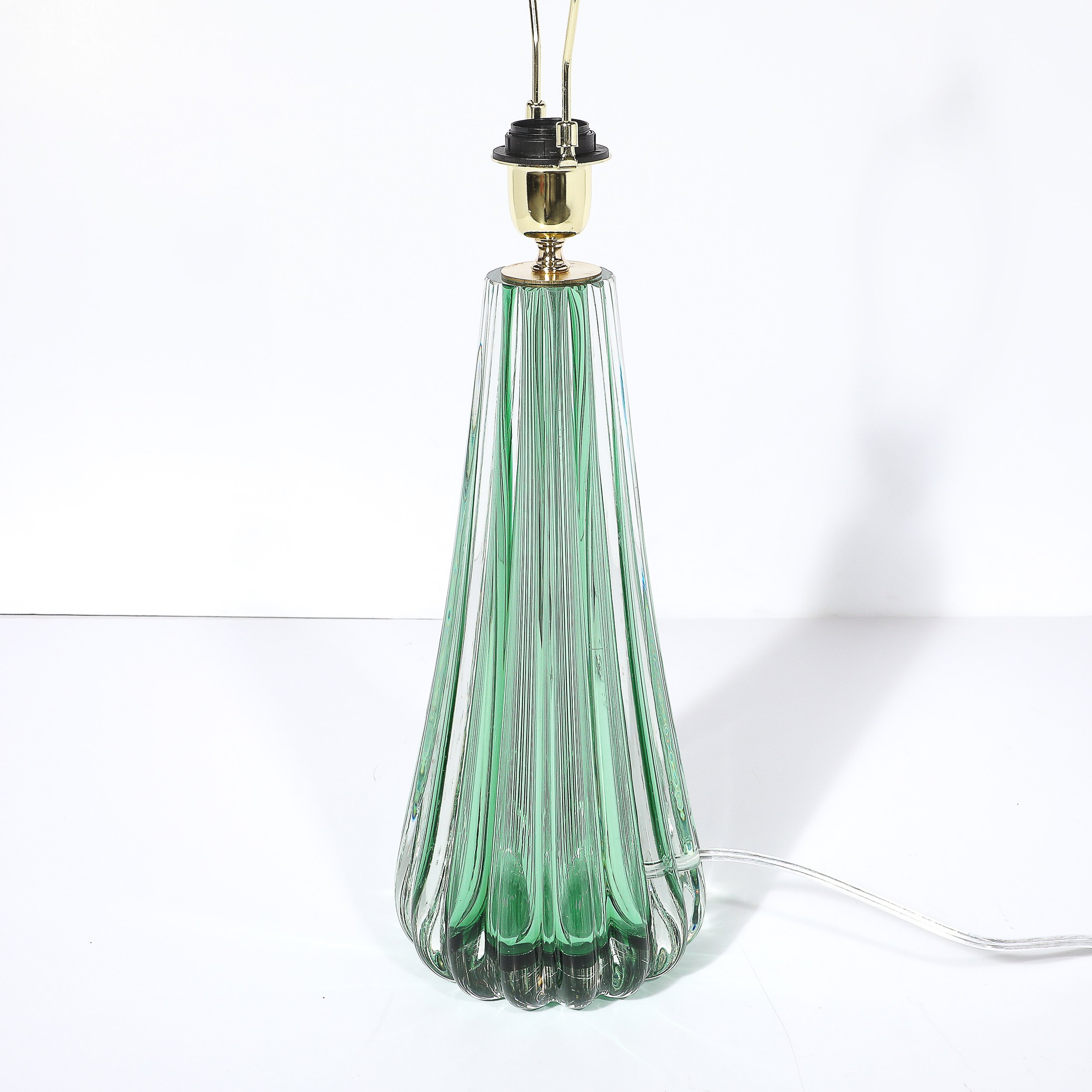 Modernist Hand-Blown Fluted Translucent Sea Green Hue Murano Glass Table Lamps - High Style Deco 6.jpg