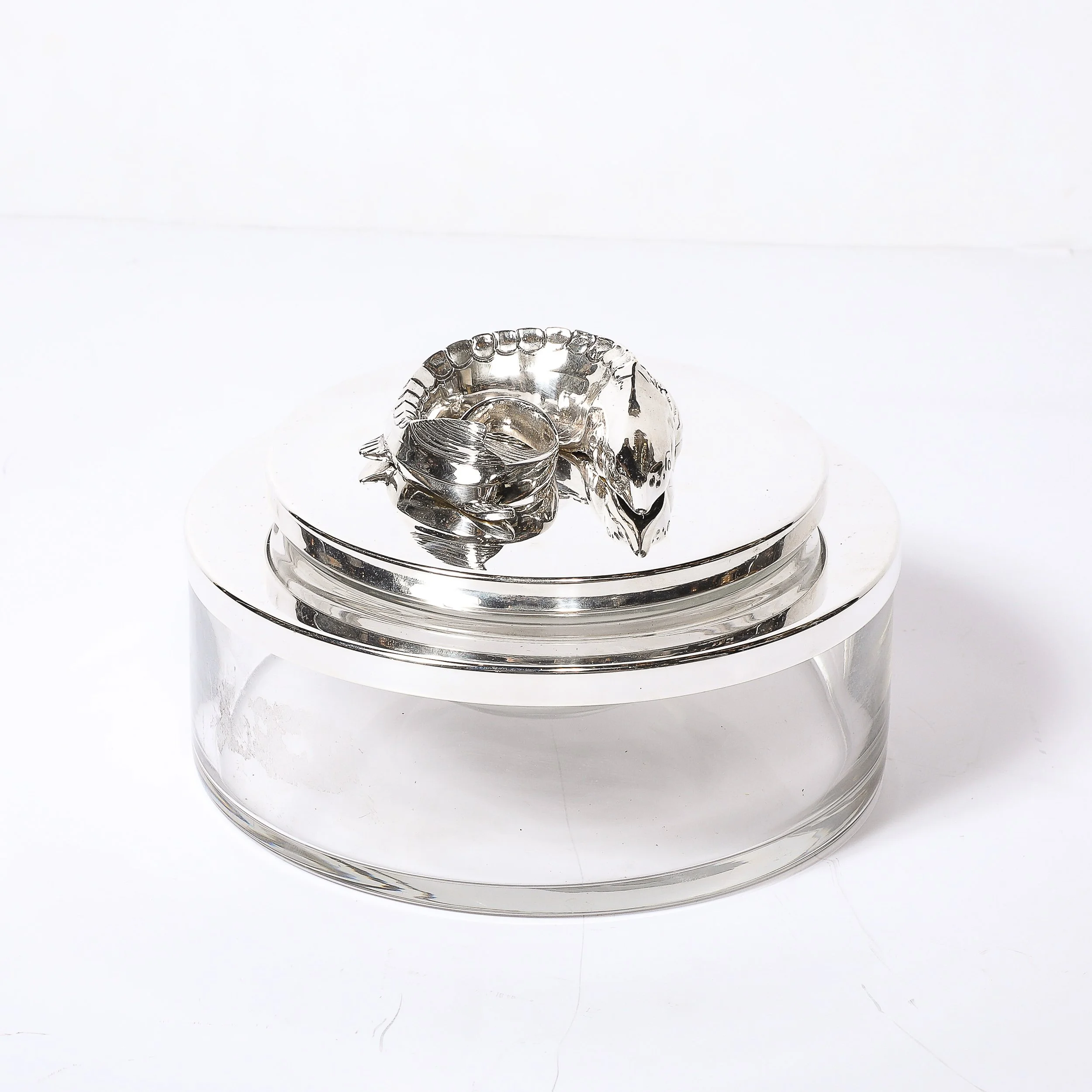 Mid-Century Silver Plate & Glass Caviar Service with Sculptural Sturgeon Handle - High Style Deco 4.jpg