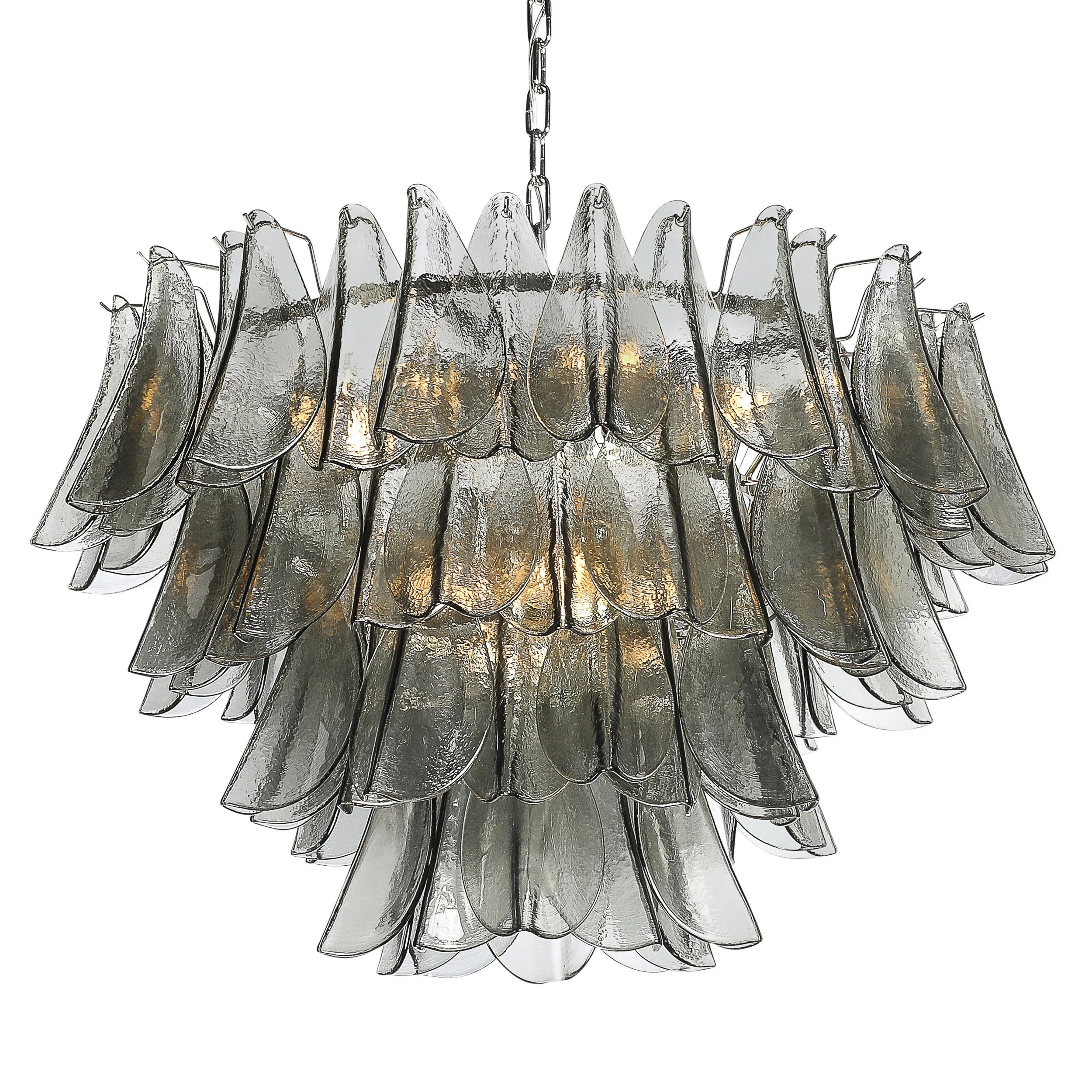 Modernist Feather Chandelier in Murano Smoked Topaz Glass and Polished Nickel - High Style Deco 10.jpg