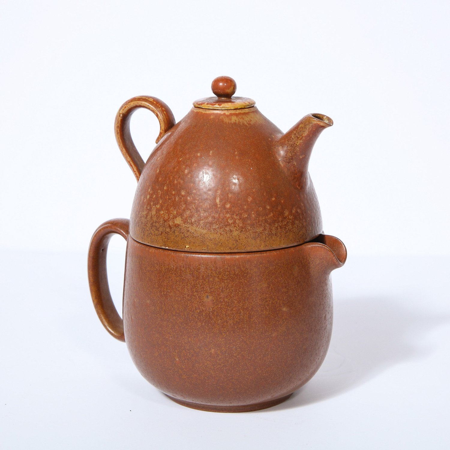 Mid Century Modern Double Ceramic Teapot by Gunnar Nylund for Rörstrand —  High Style Deco
