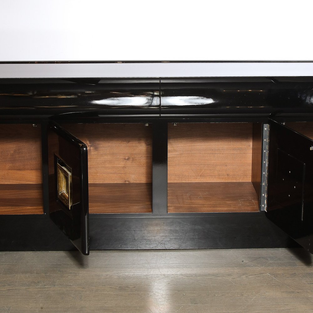 Signed James Mont Sideboard in Black Lacquer with Gilded Wood Pulls — High  Style Deco