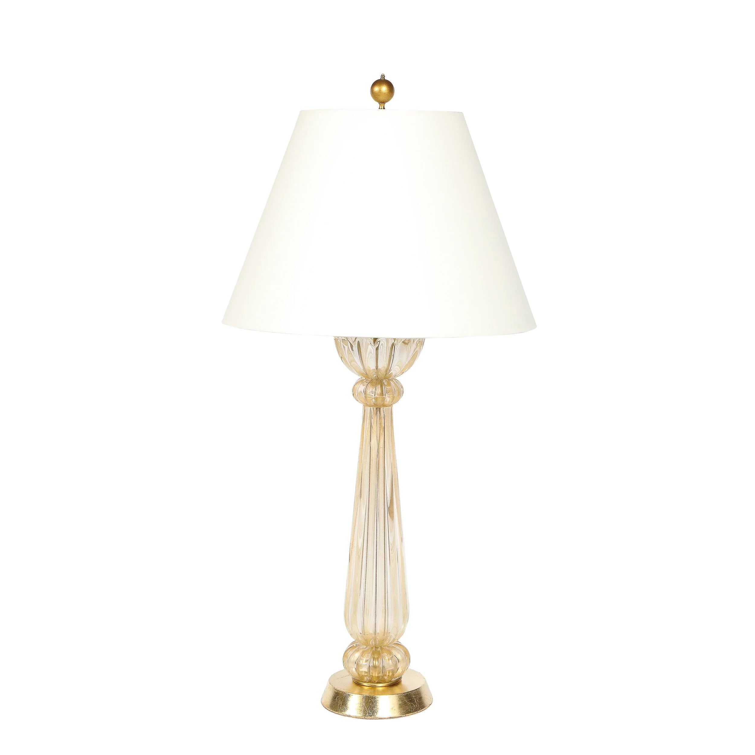 Mid-Century Modern Hand Blown Murano Glass Table Lamp with 24kt Gold Flecks and Brass Base - High Style Deco.jpg