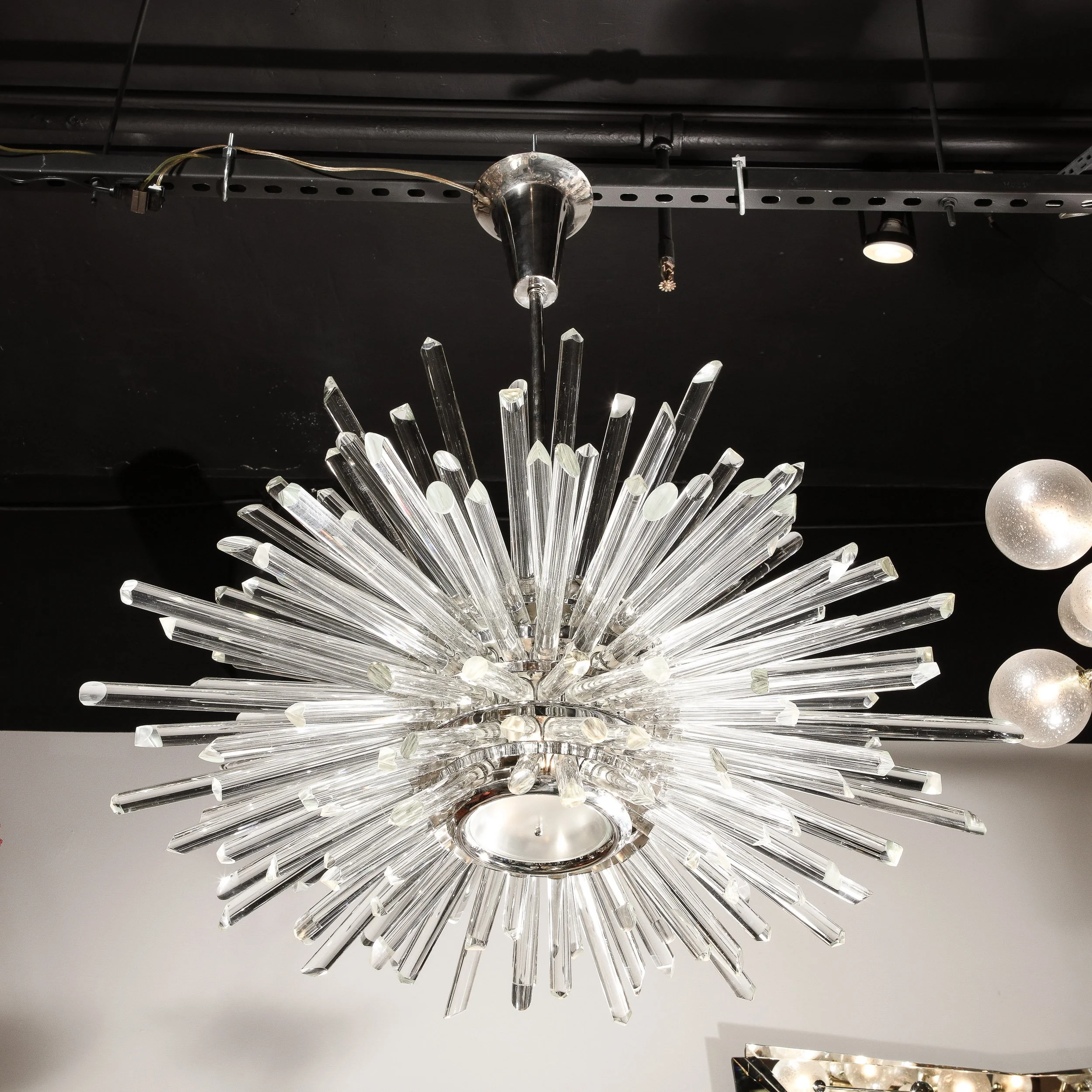 Modernist %22Photon%22 Sputnik Chandelier in Chrome and Hand Beveled Glass Rods - High Style Deco 1.jpg